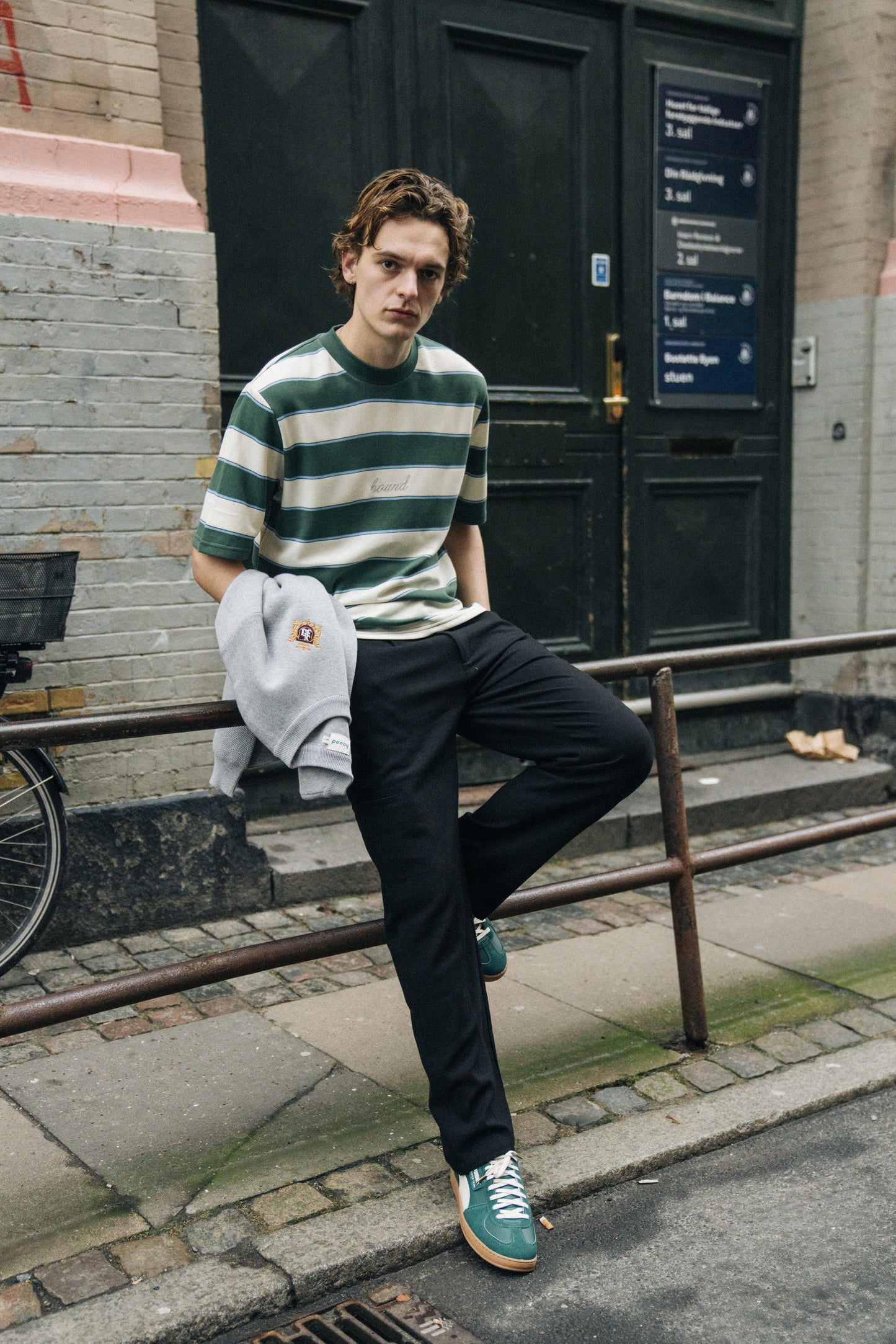 PIQUE STRIPE TEE - RETRO GREEN / BLUE / WHITE