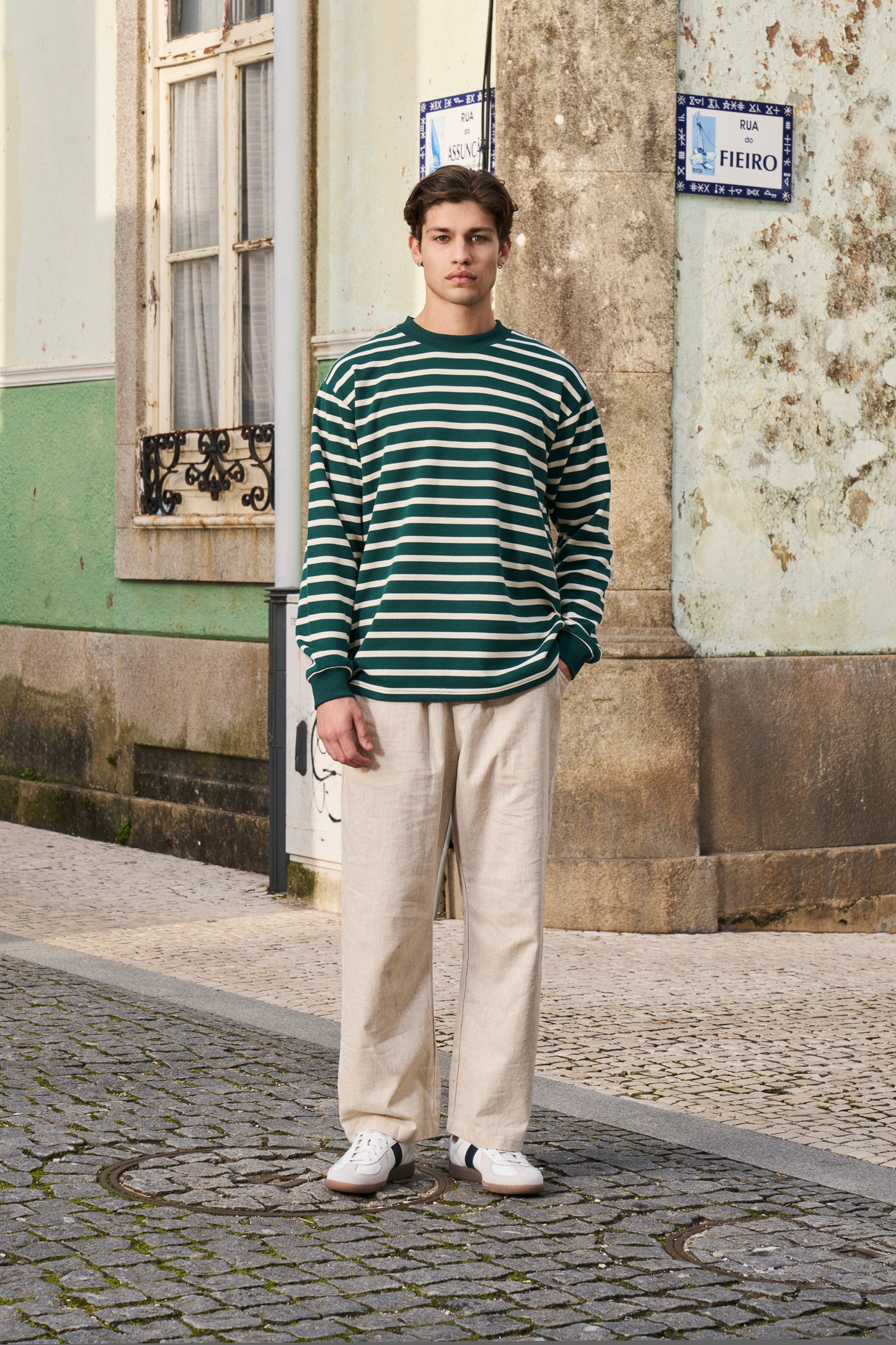OLIVE STRIPE LONGSLEEVE TEE