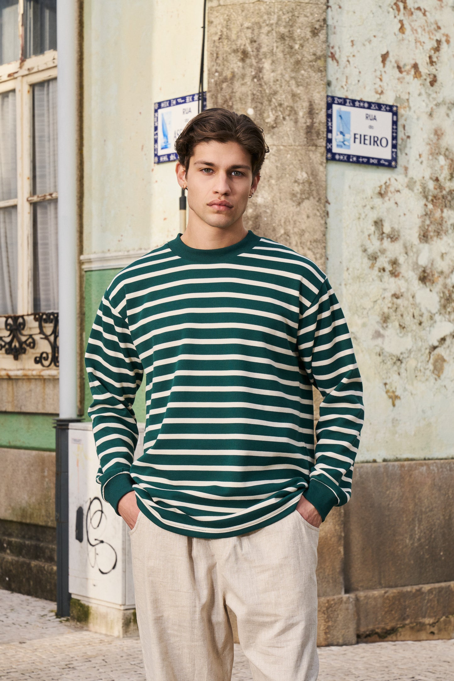 OLIVE STRIPE LONGSLEEVE TEE