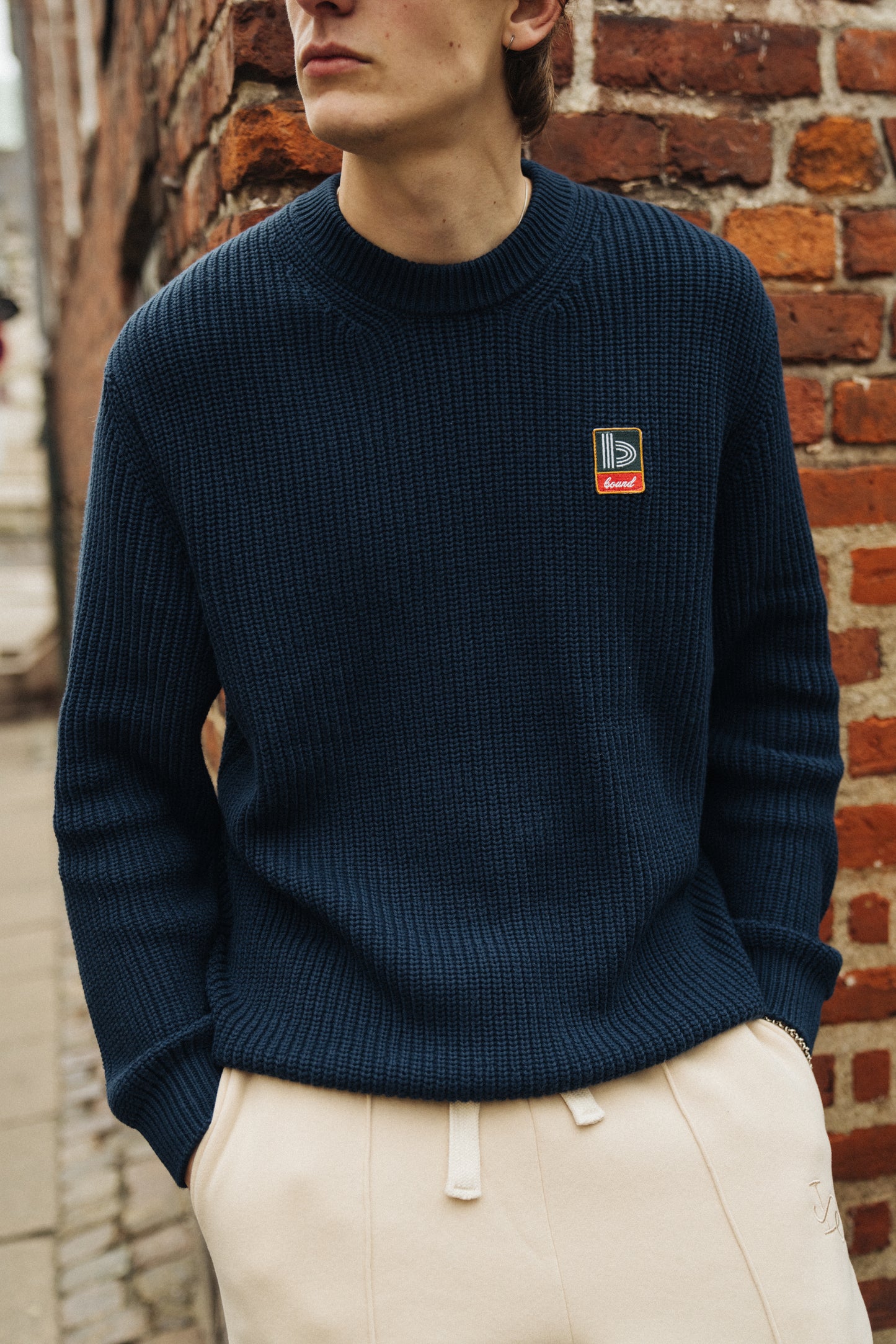RETRO FISHERMAN RIB KNIT SWEATER - PETROL BLUE