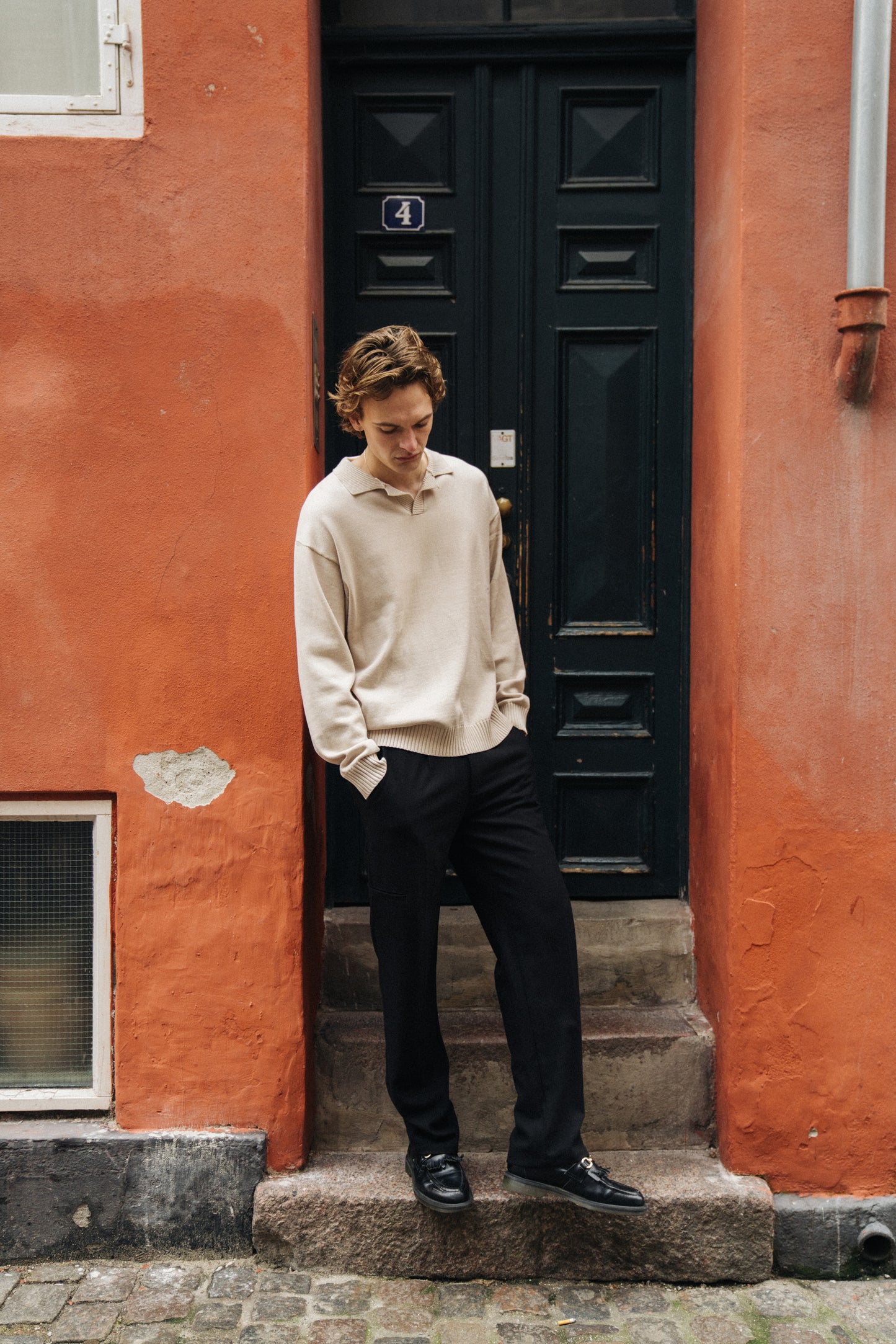 TROPEZ KNIT POLO SWEATER - STONE
