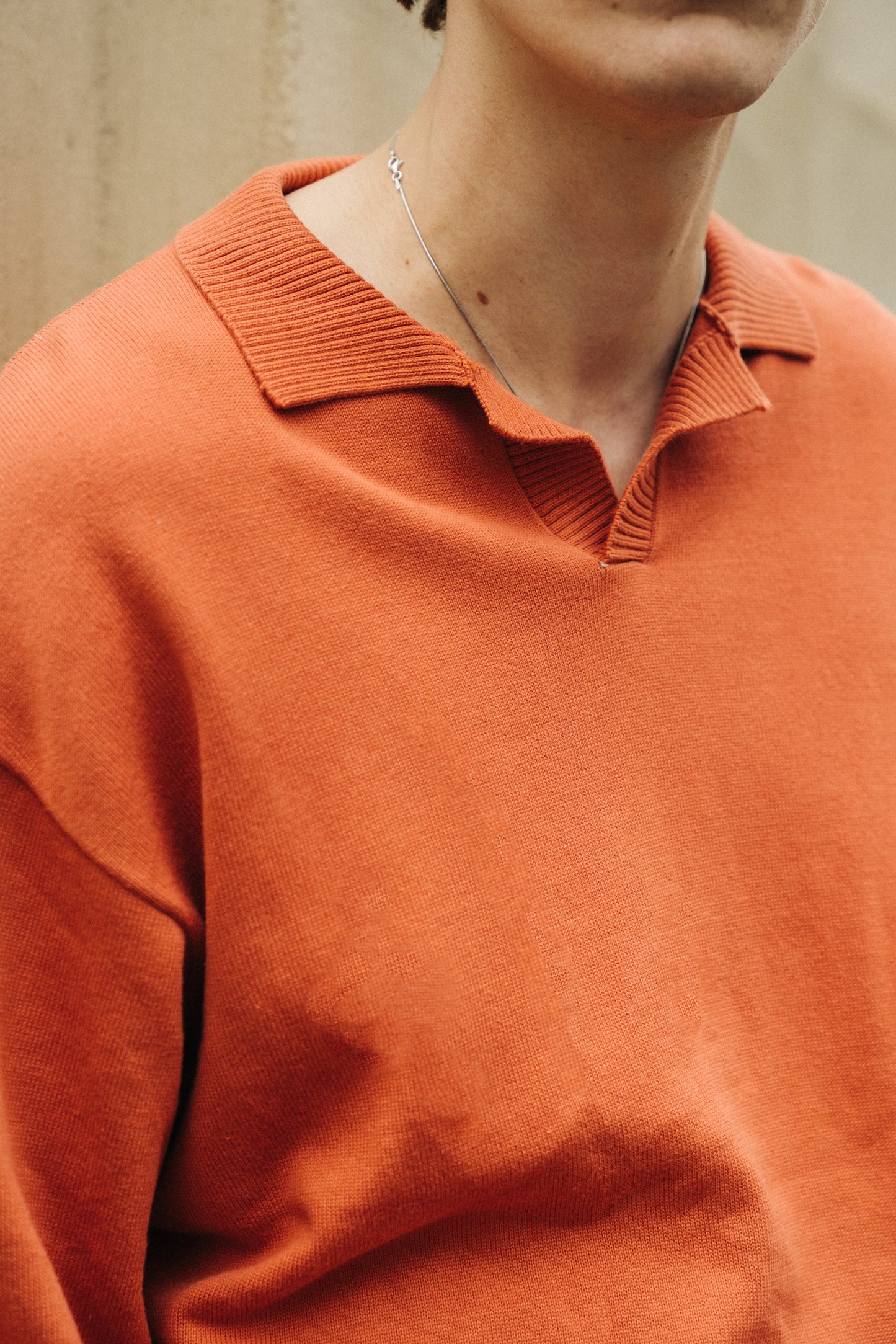 TROPEZ KNIT POLO SWEATER - ORANGE