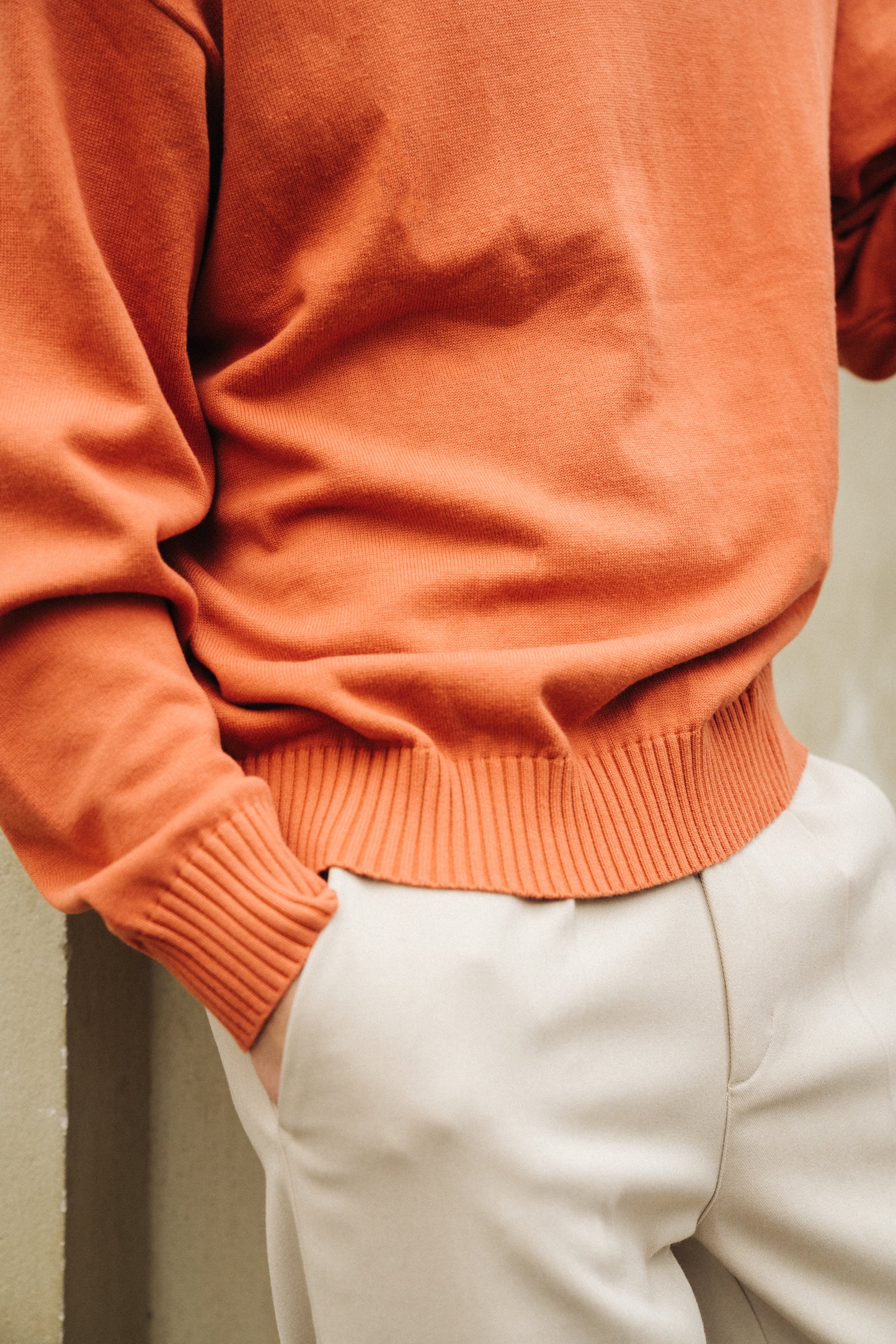 TROPEZ KNIT POLO SWEATER - ORANGE