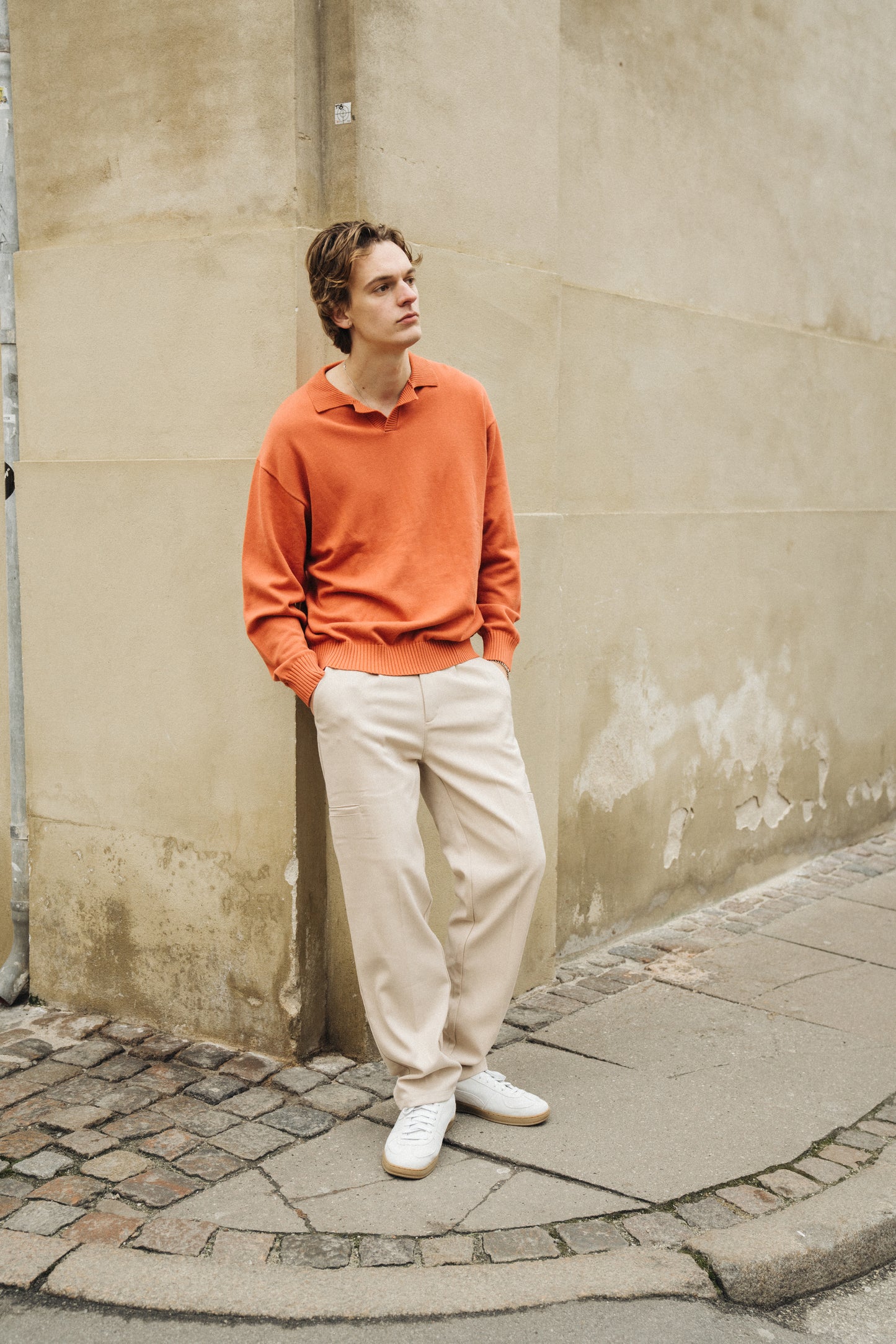 TROPEZ KNIT POLO SWEATER - ORANGE