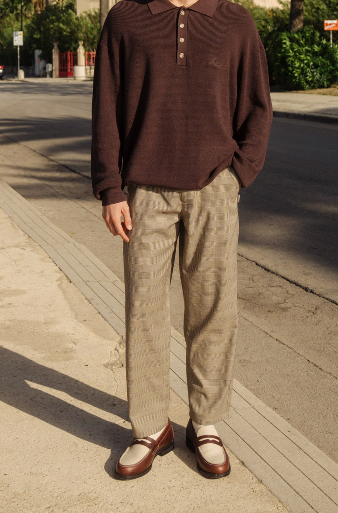 HOUNDSTOOTH CHECK TROUSER - GREY