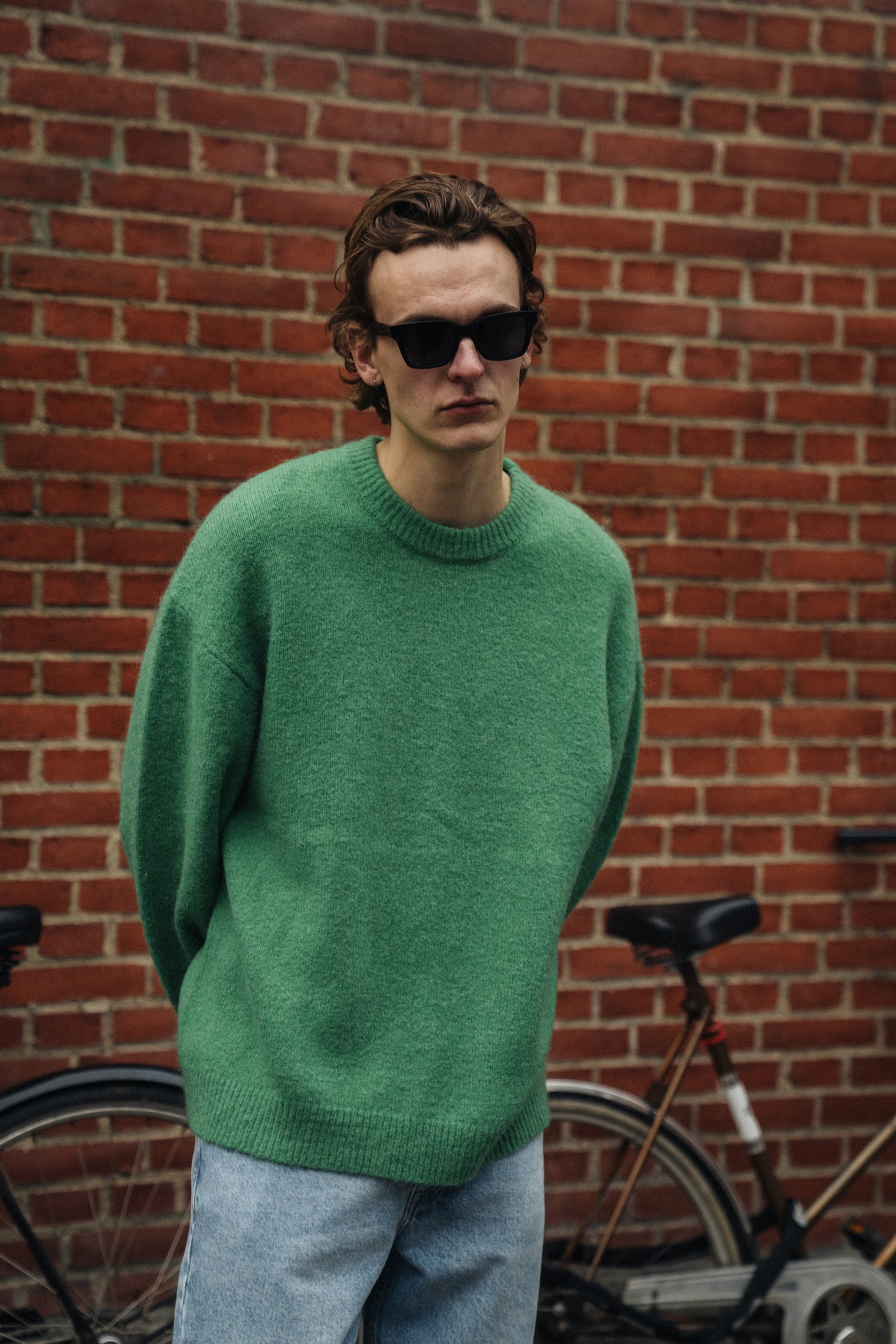 BAXTER MOHAIR BLEND SWEATER - KELLY GREEN