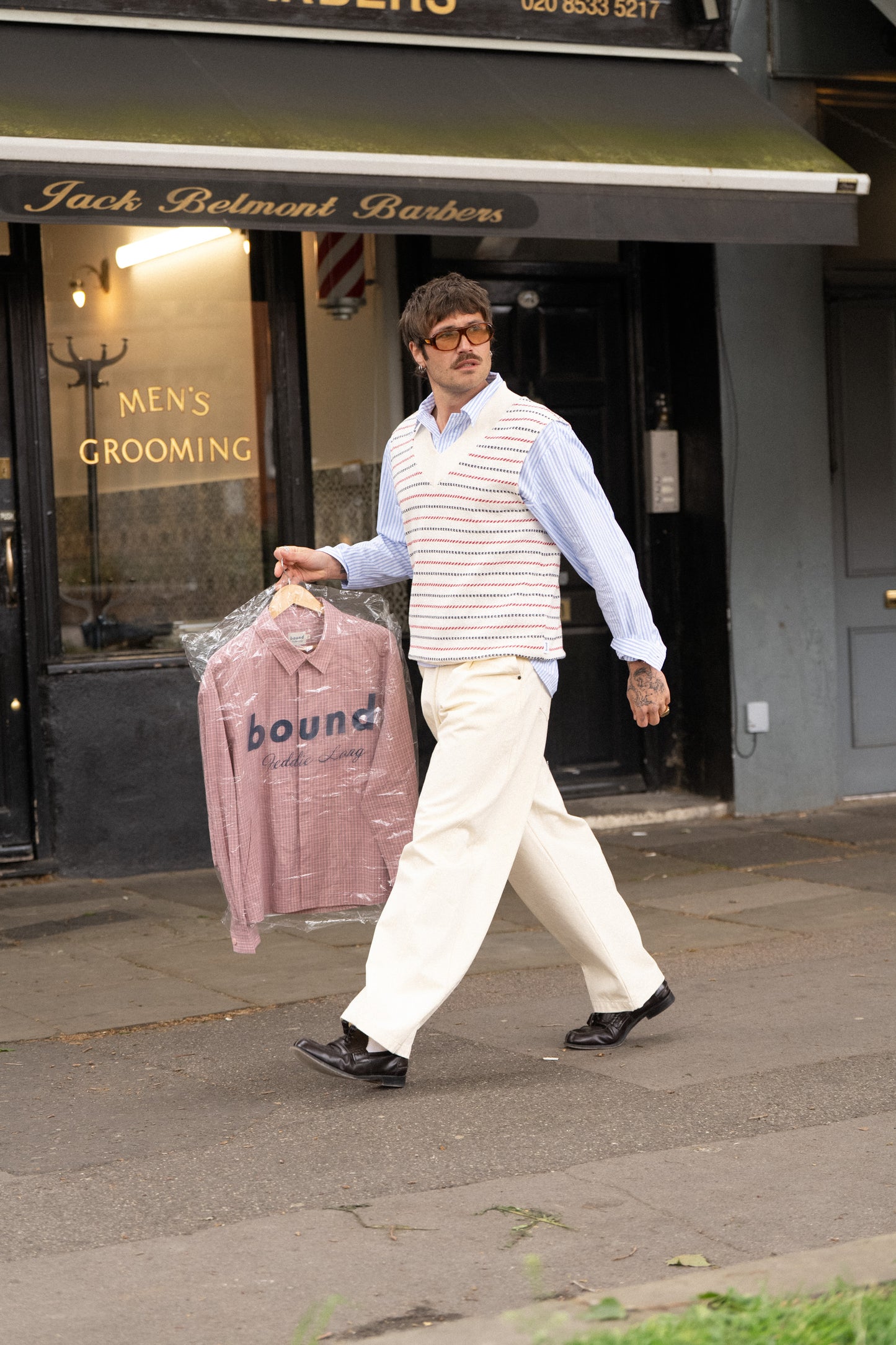 FREDDIE WIDE LEG PANELLED CANVAS TROUSER - ECRU
