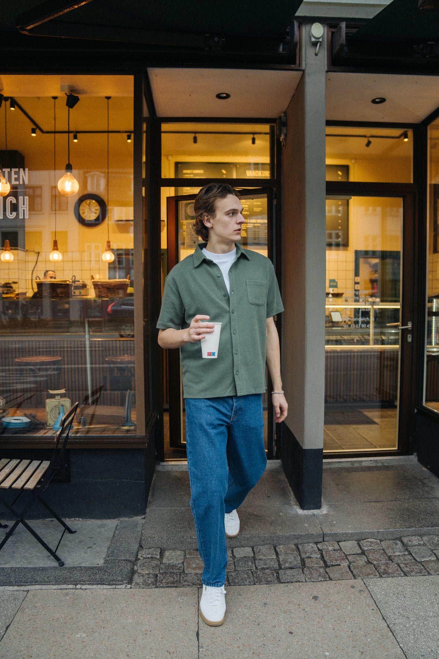 WAFFLE WOVEN POLO - HUNTER GREEN