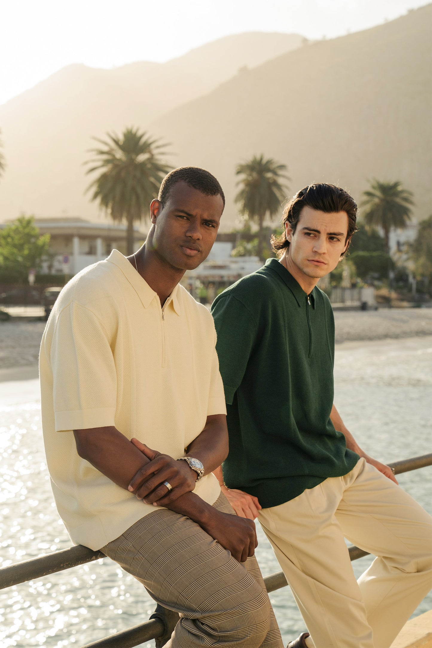 ARTHUR 1/4 ZIP WAFFLE KNIT POLO - ECRU