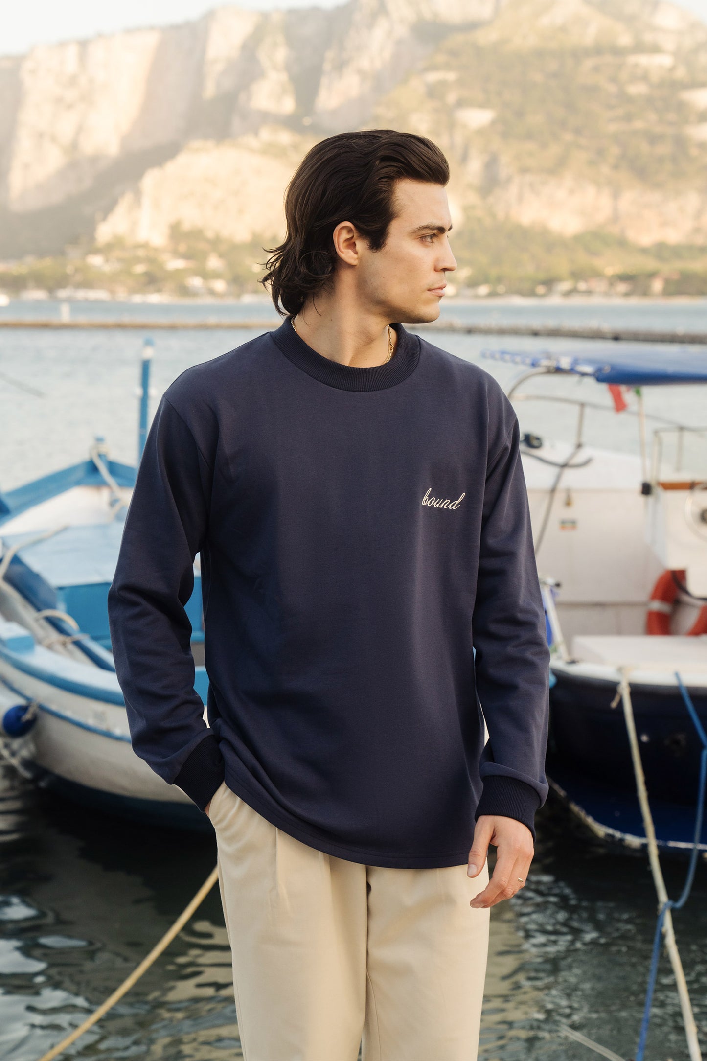 SCRIPT LONGSLEEVE HEAVY TEE - NAVY