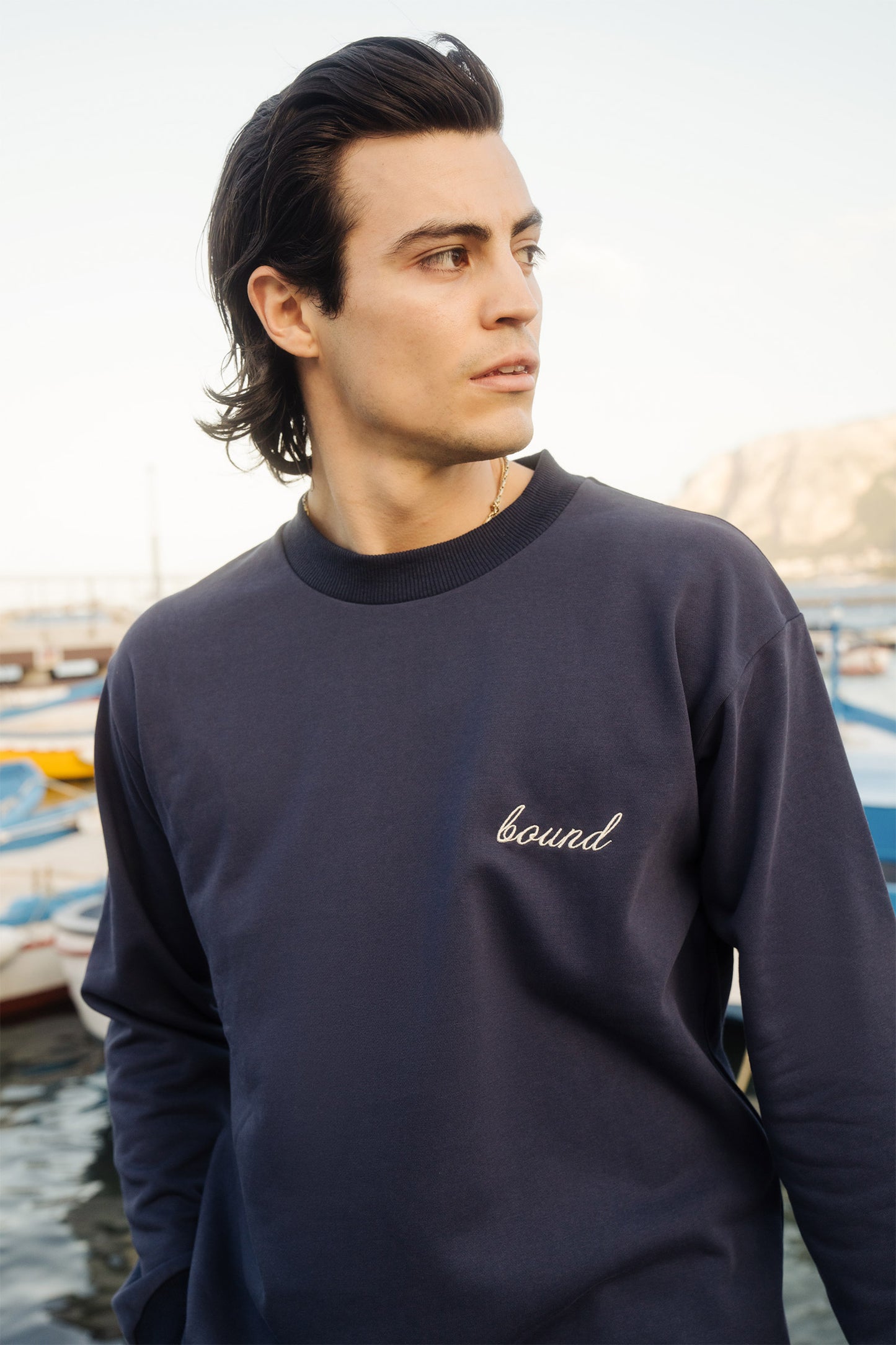 SCRIPT LONGSLEEVE HEAVY TEE - NAVY