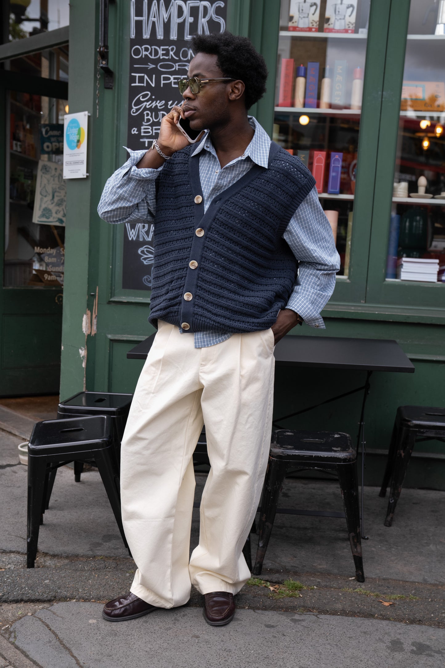 FREDDIE WIDE LEG PANELLED CANVAS TROUSER - ECRU
