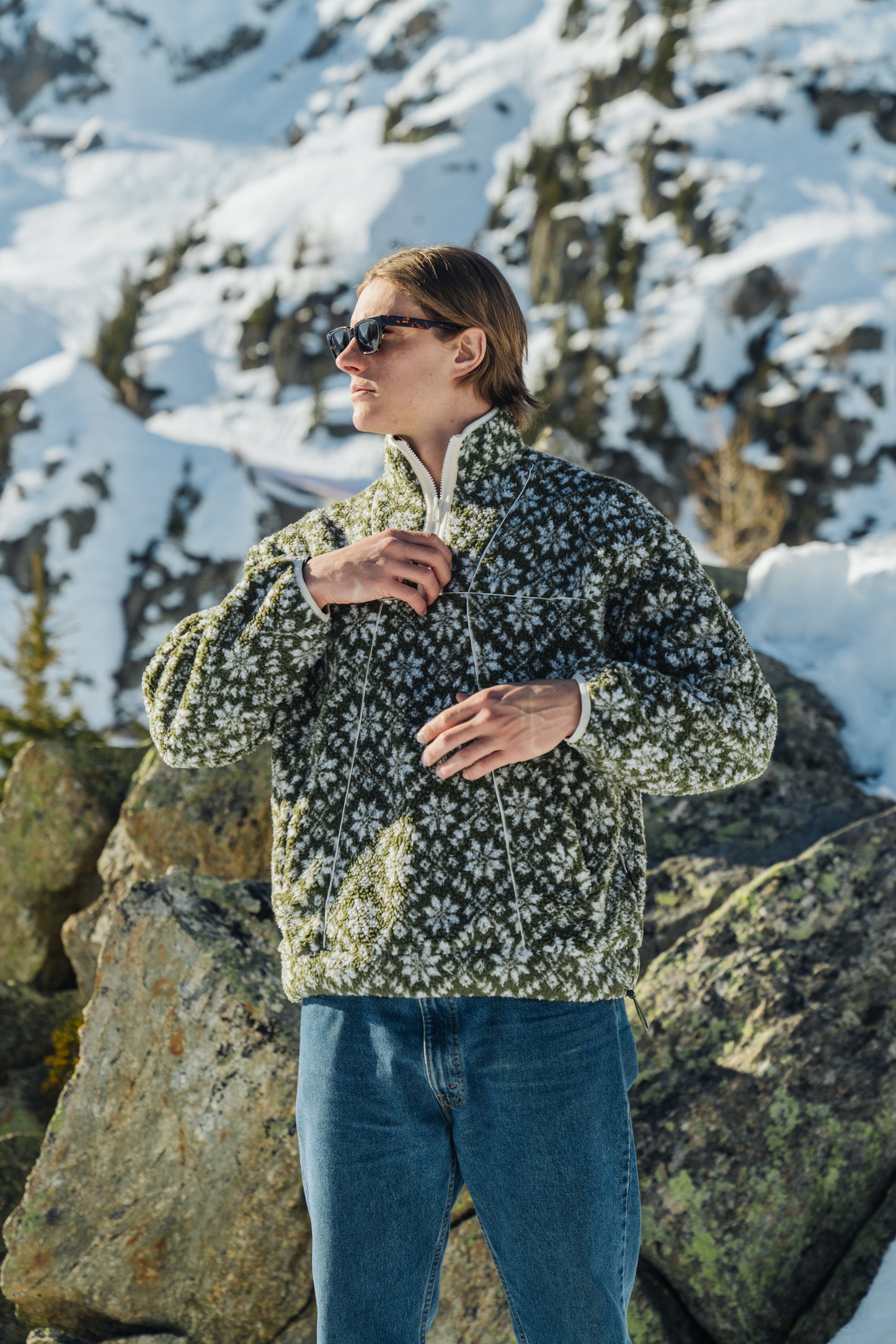OLIVE PATTERNED FLEECE