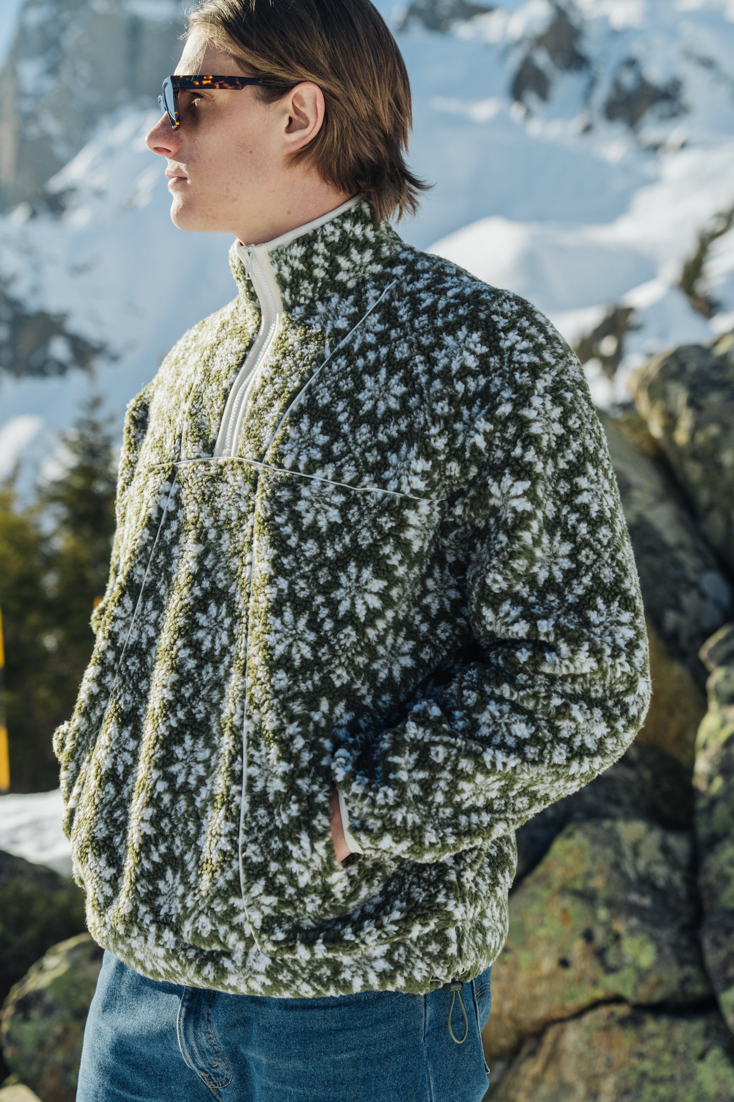 OLIVE PATTERNED FLEECE