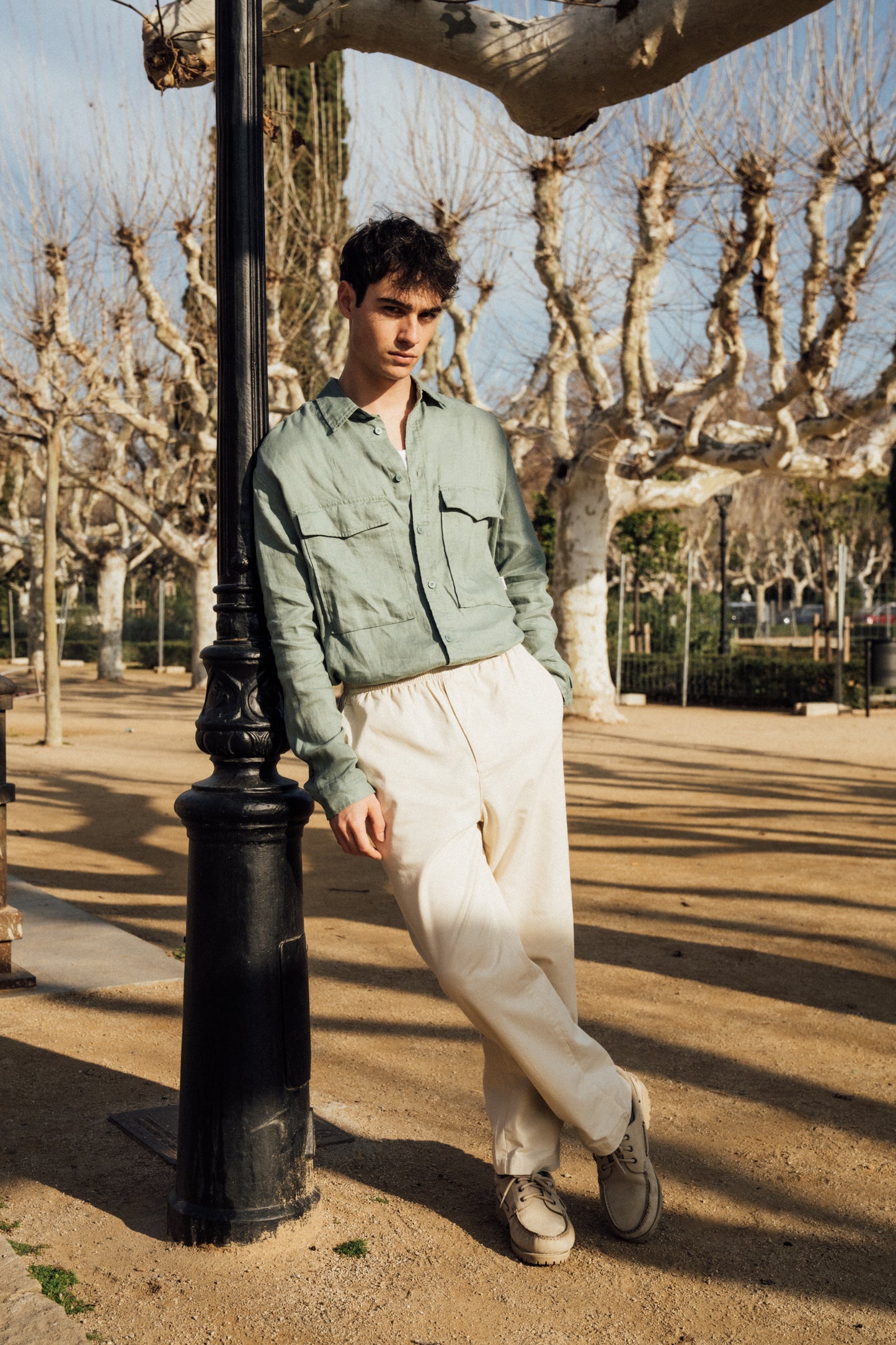 PREMIUM LINEN LONGSLEEVE SHIRT - AQUA