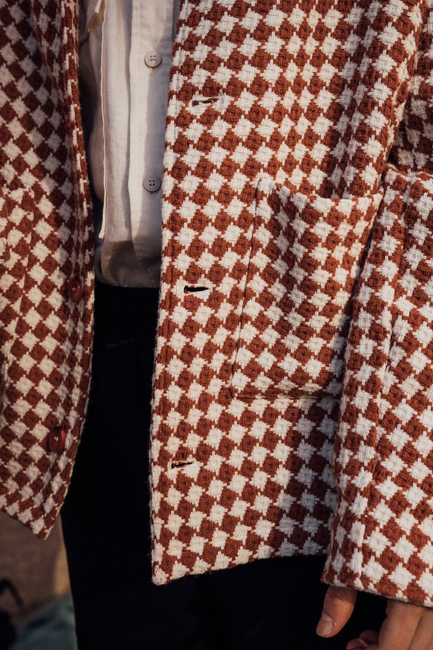 CHECKERED WOVEN OVERSHIRT - RUST