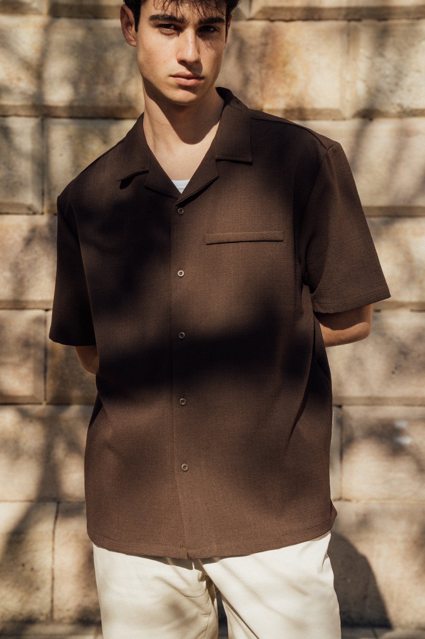 HEAVY CUBAN TEXTURED SS SHIRT - COCOA BROWN