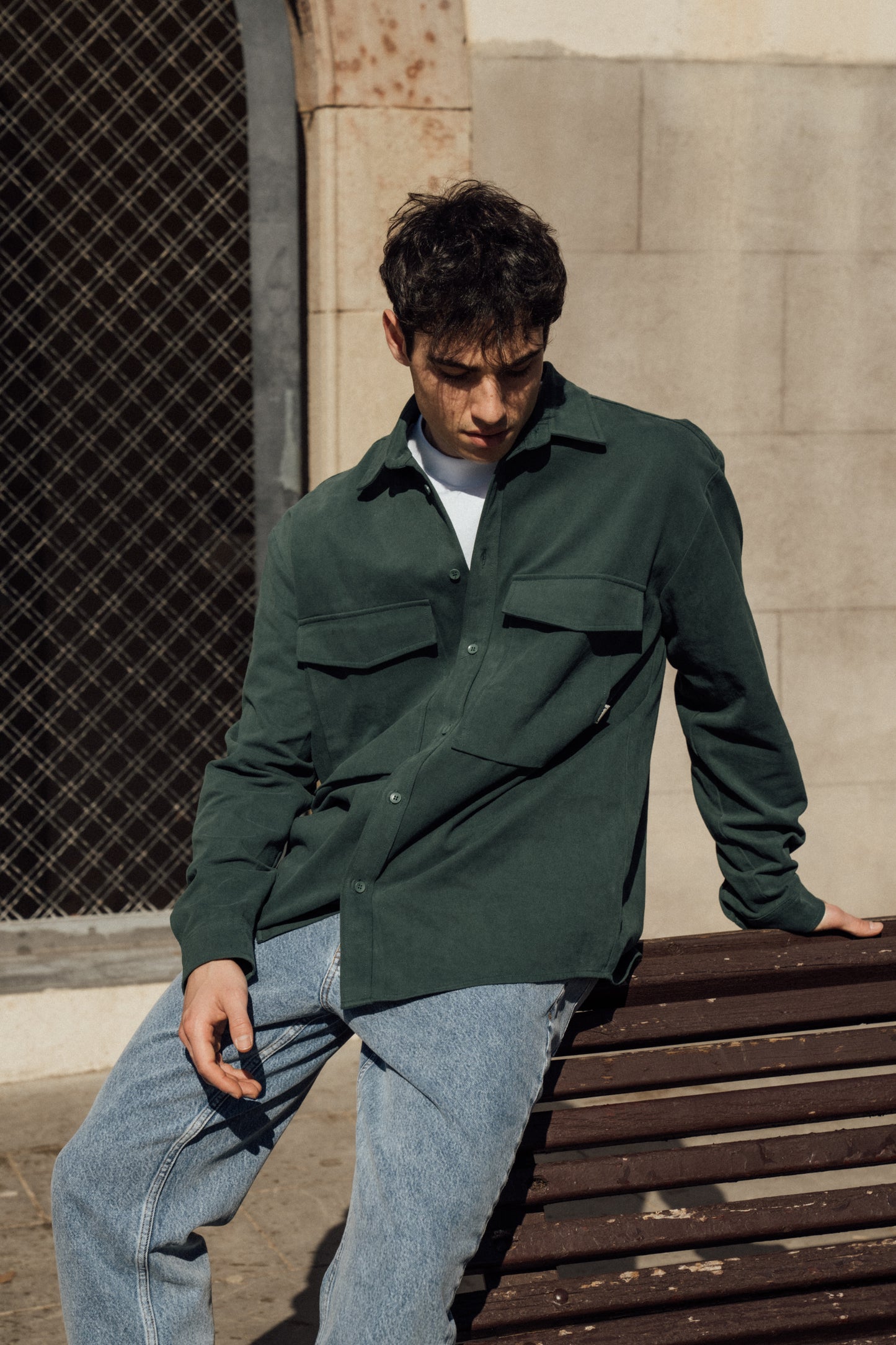 HEAVY CANVAS LONGSLEEVE SHIRT - BOTTLE GREEN