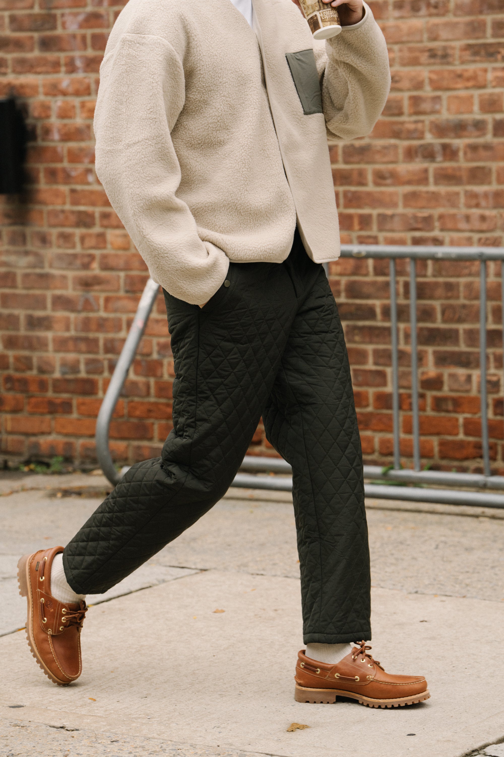 QUILTED TROUSER - ARMY GREEN – bound