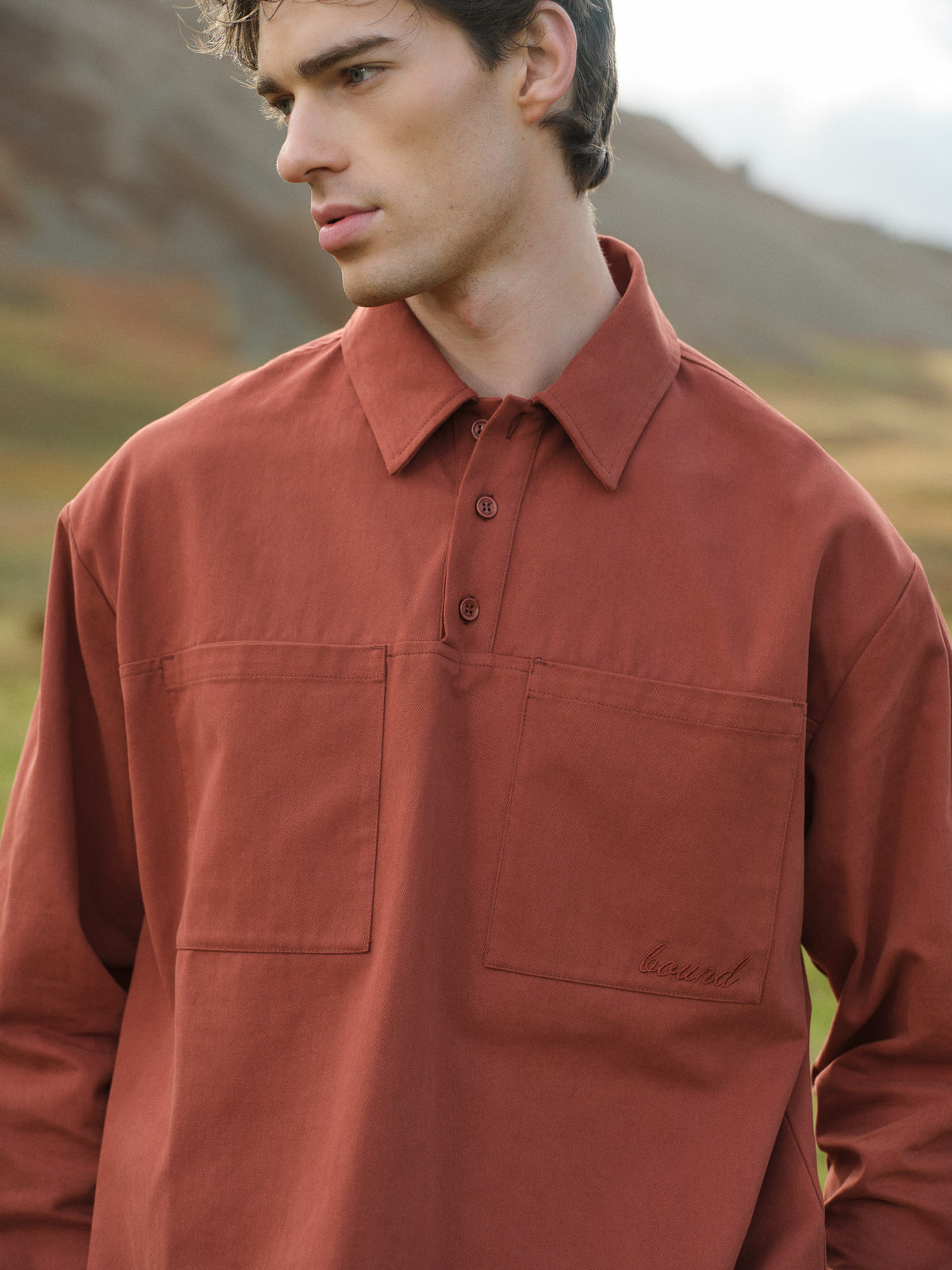 HALF PLACKET SHIRT - ORANGE