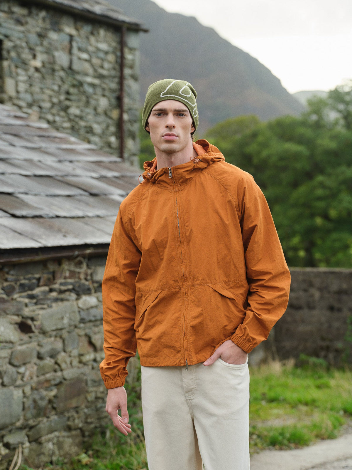 ACID WASH RIPSTOP WINDBREAKER - BURNT ORANGE