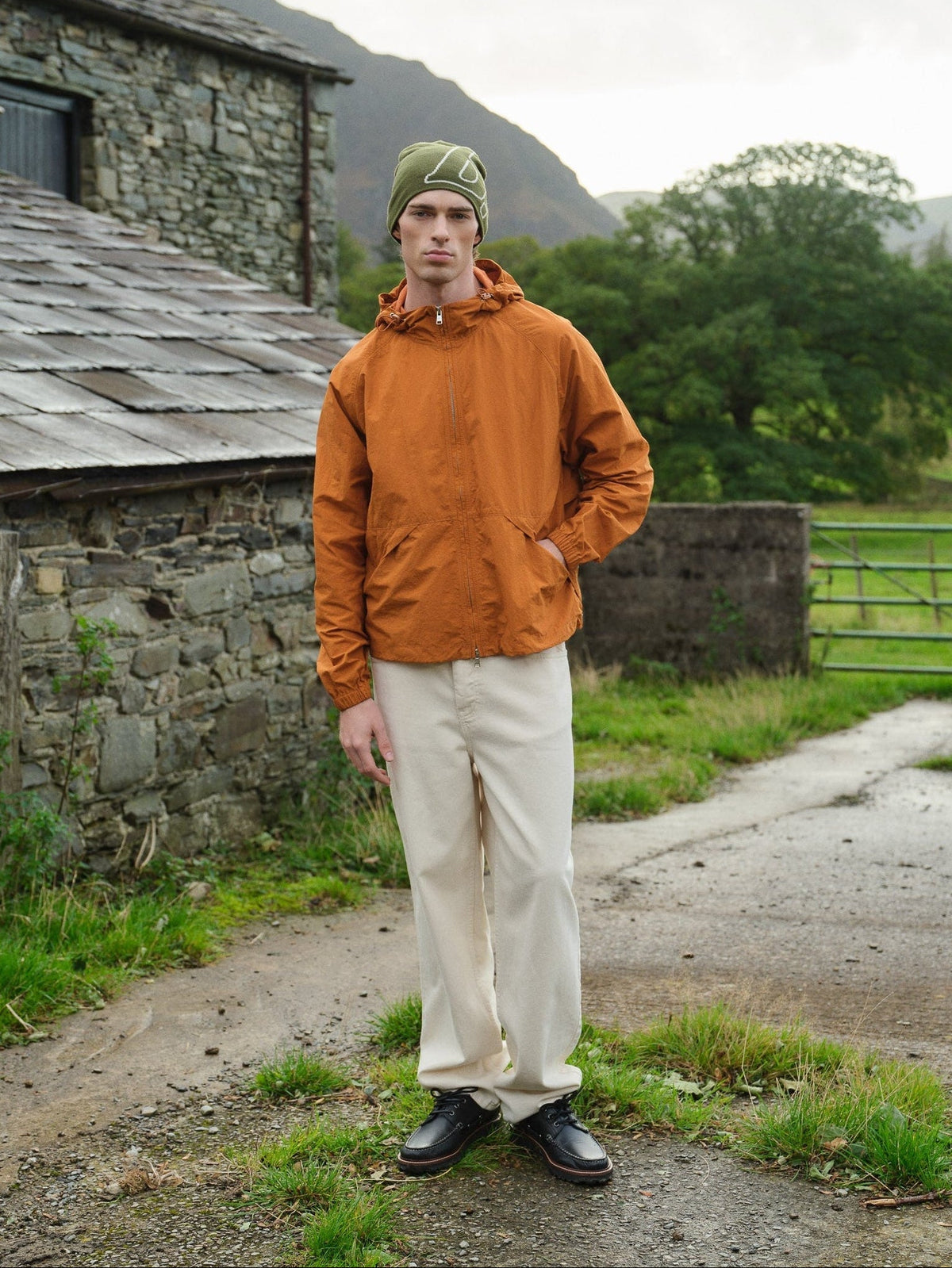 ACID WASH RIPSTOP WINDBREAKER - BURNT ORANGE