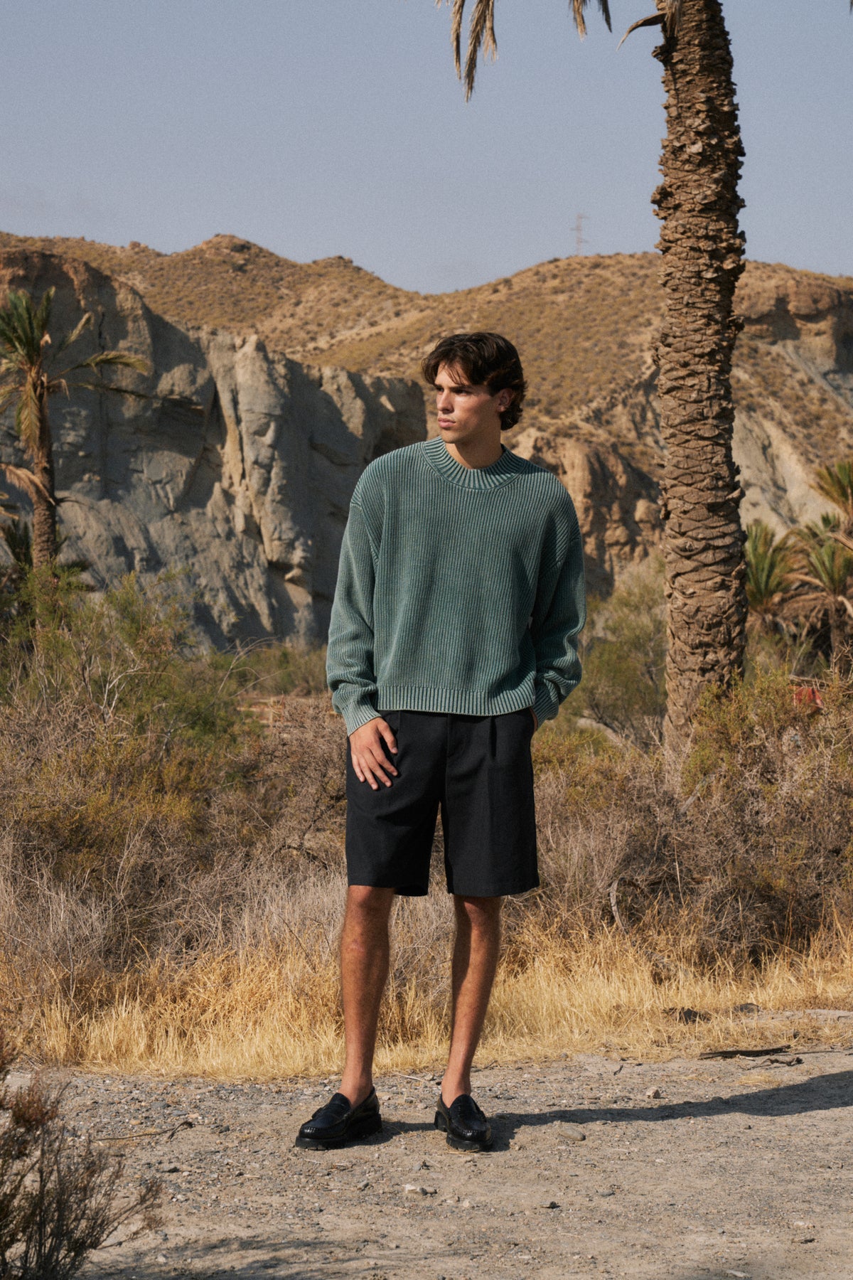 RIBBED CROPPED KNIT - WASHED GREEN