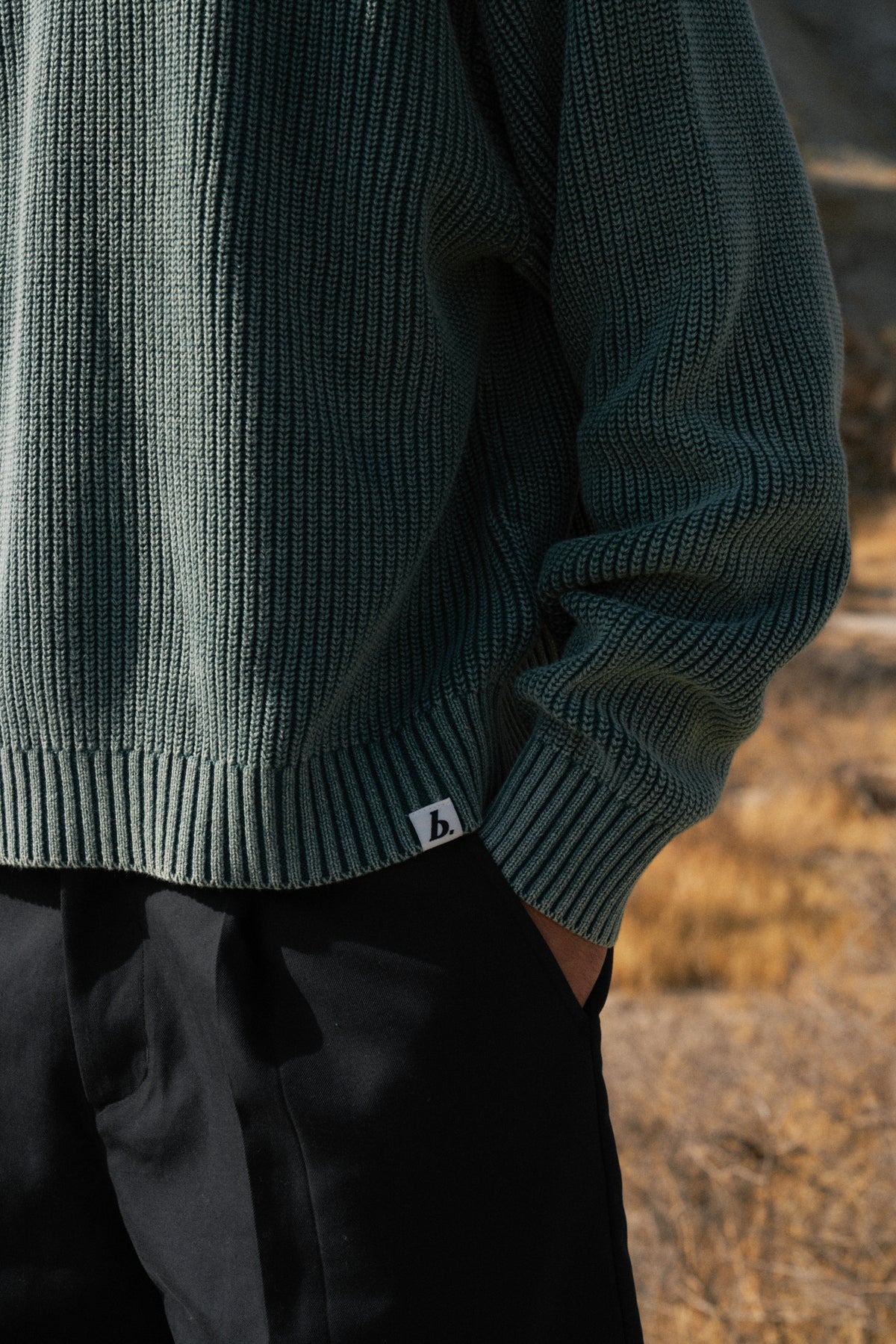 RIBBED CROPPED KNIT - WASHED GREEN