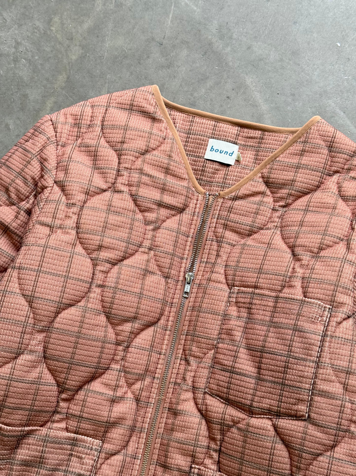 ROBBEN CHECK VINTAGE PADDED JACKET - RUST