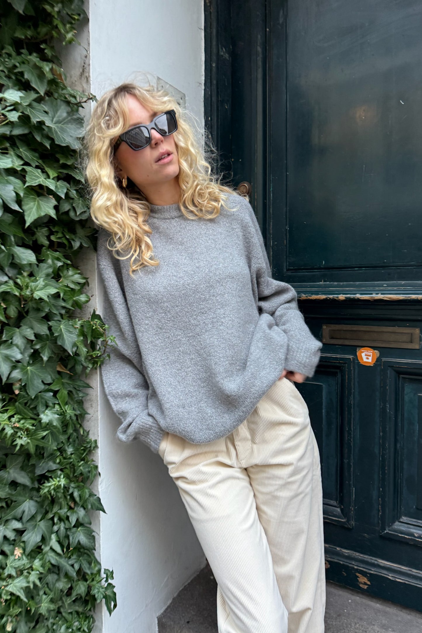 BAXTER MOHAIR BLEND SWEATER - GREY