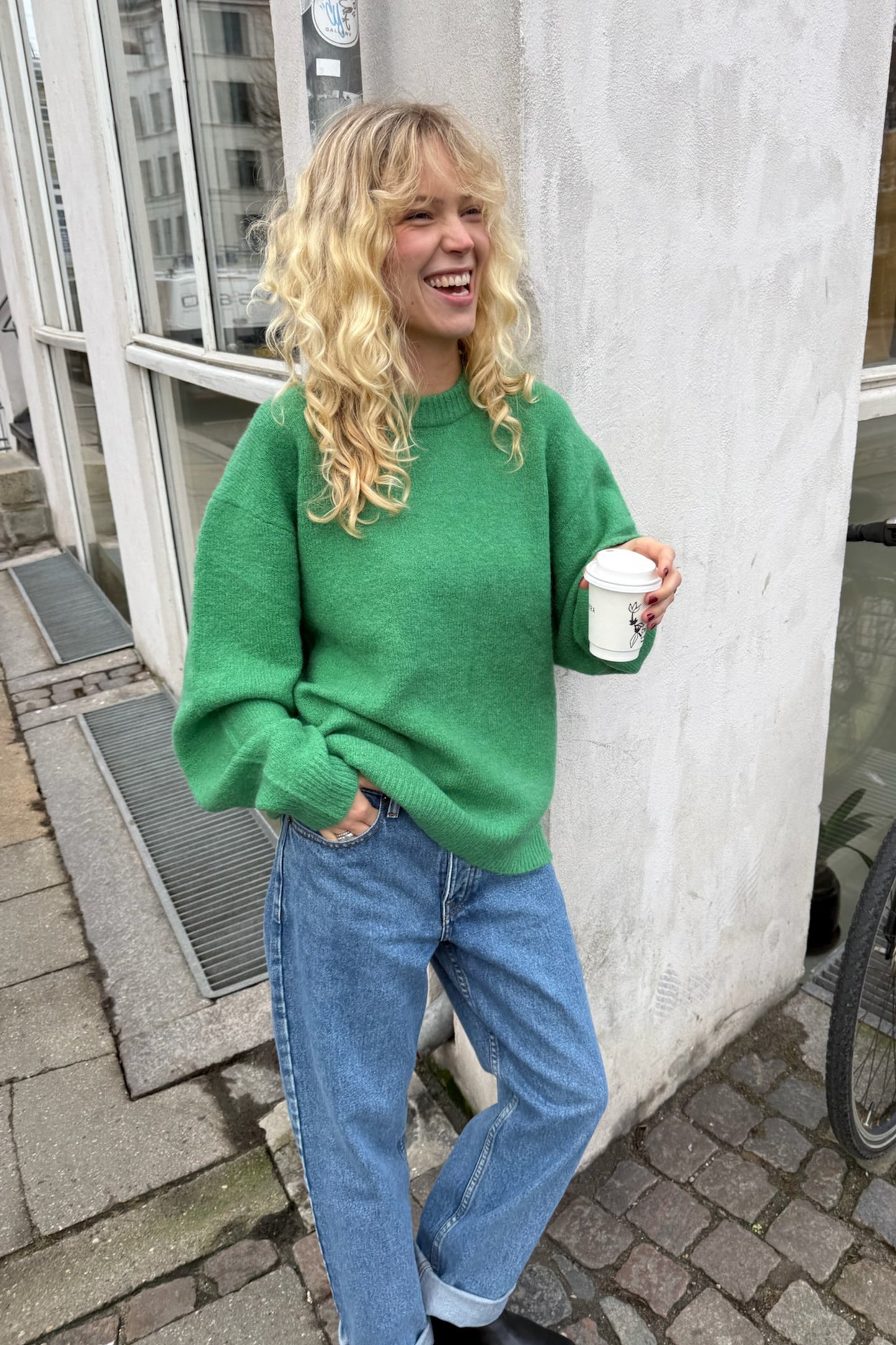 BAXTER MOHAIR BLEND SWEATER - KELLY GREEN