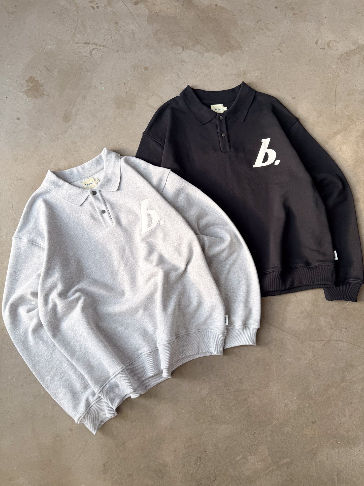 STAMP POLO SWEAT TWIN PACK - BLACK/GREY MARL