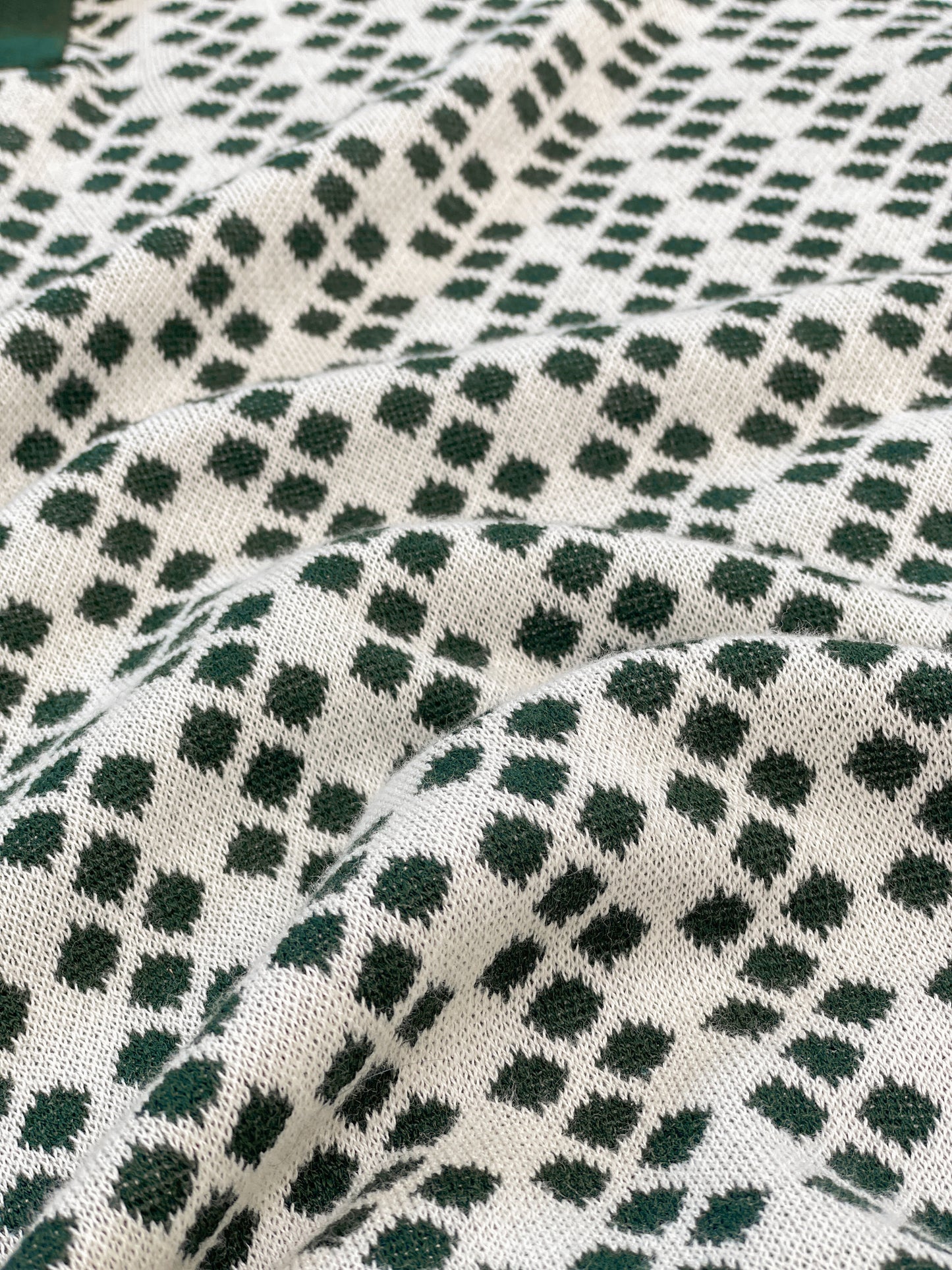 SERRA DOTTED KNIT POLO - WHITE / GREEN