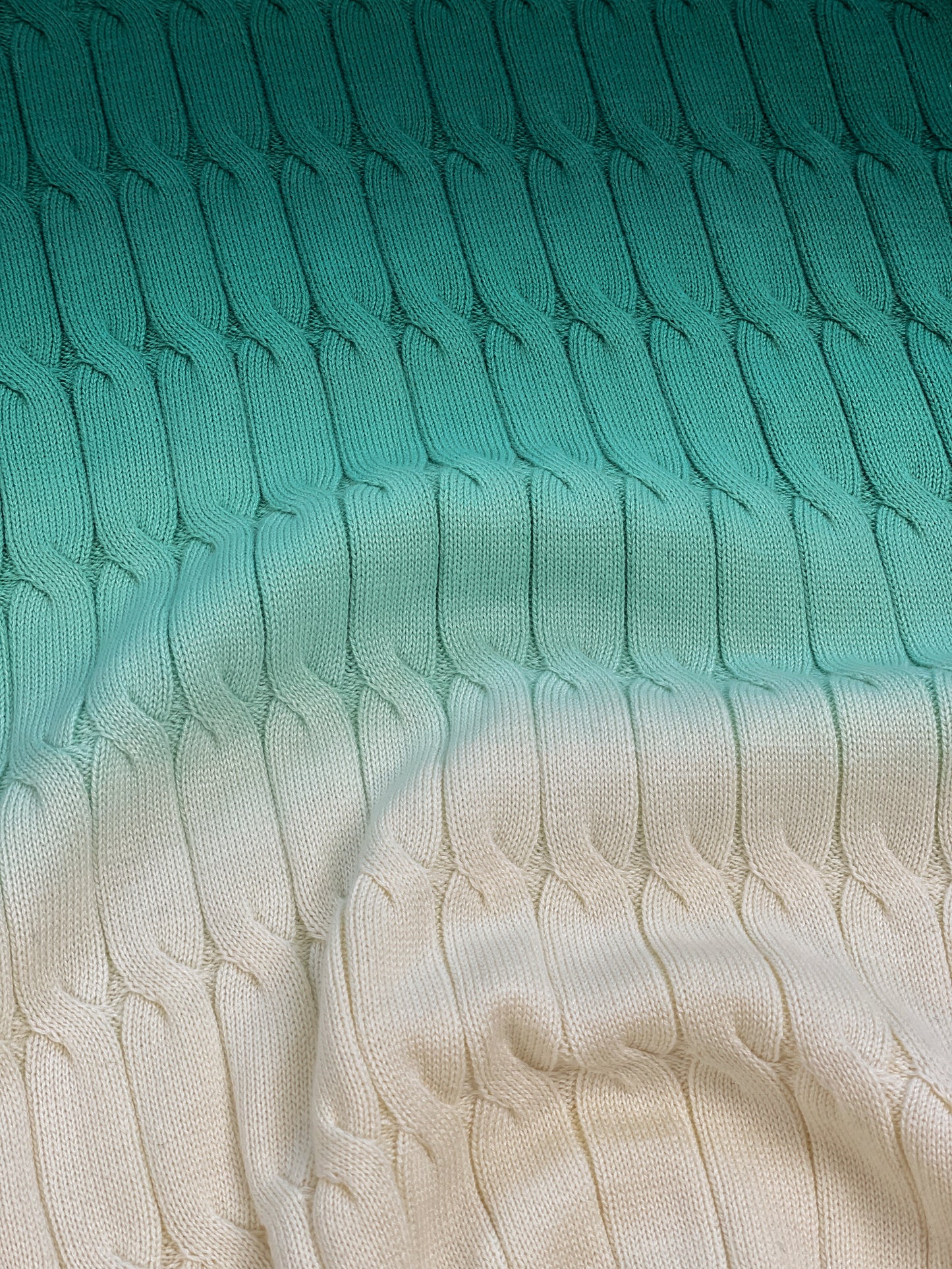 OMBRE CABLE KNIT POLO - FOREST / CREAM