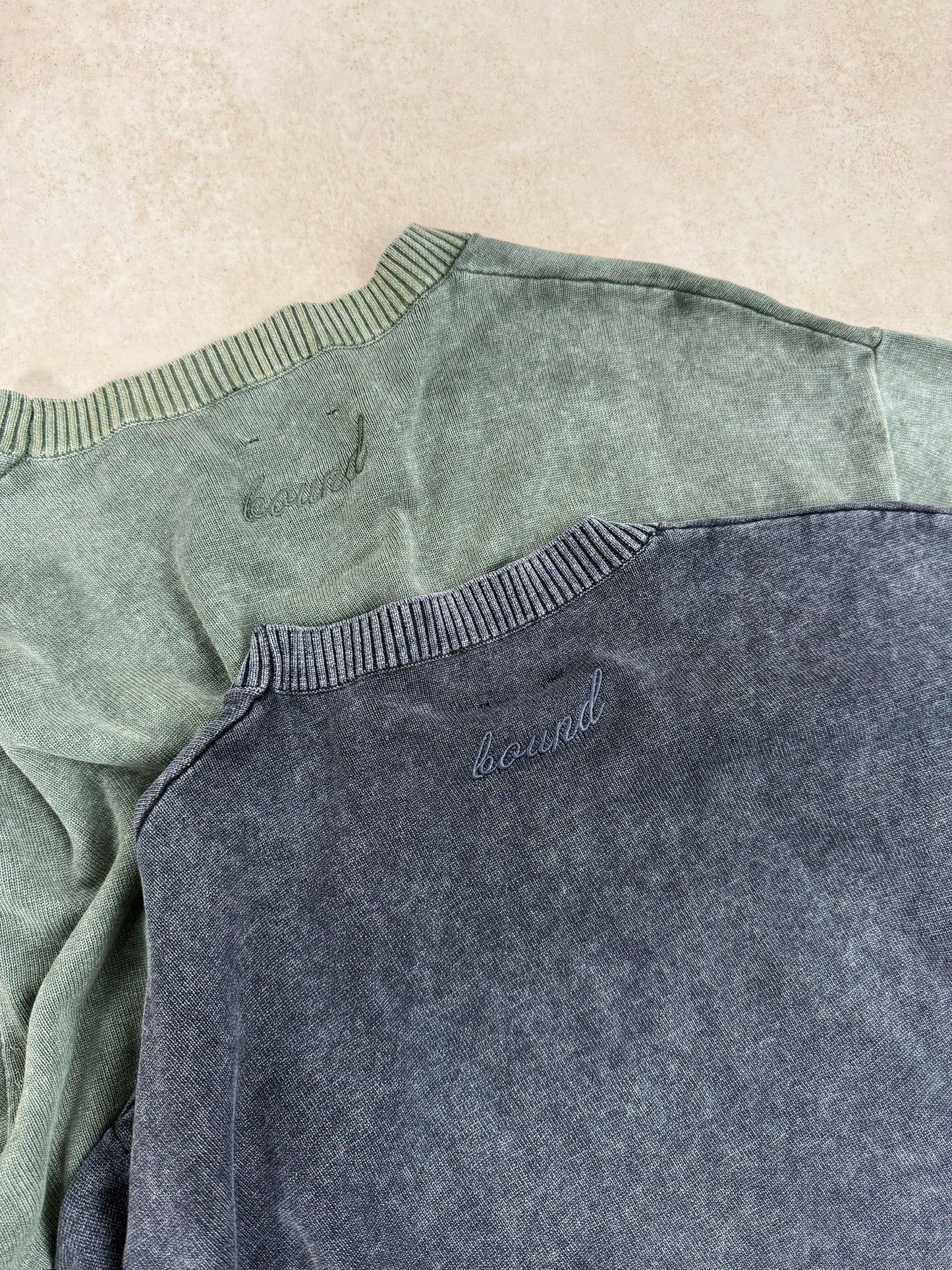 ACID WASH KNIT TEE - CHARCOAL