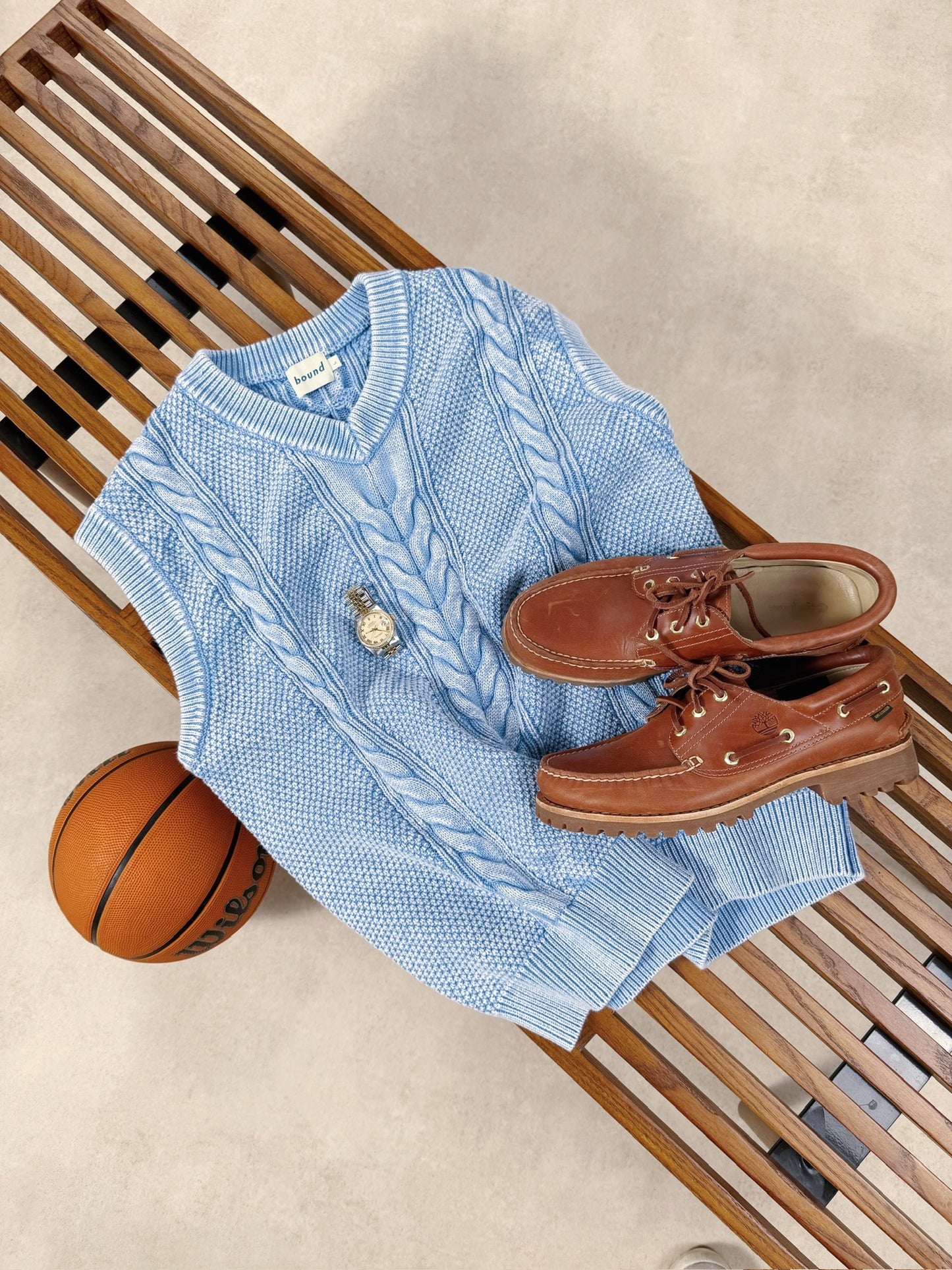 ACID WASH CHAIN VEST - SKY BLUE