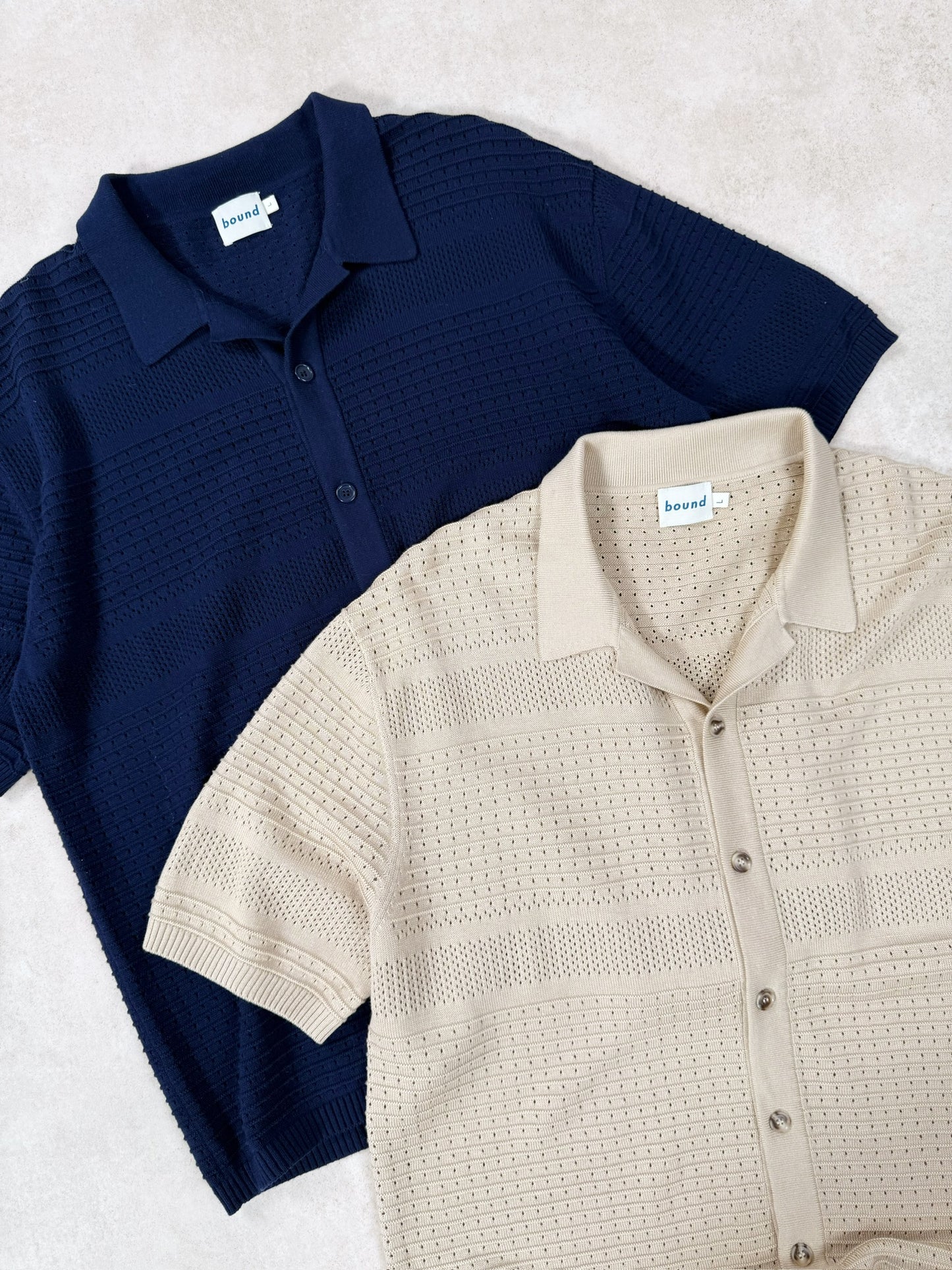 RUPERT CROCHET KNIT POLO - NAVY