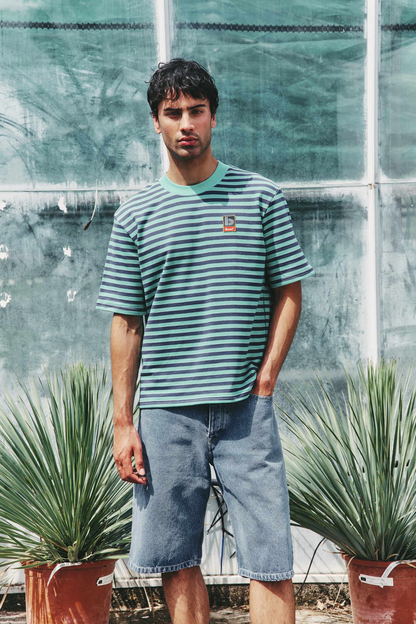 STRIPE RETRO PATCH TEE - MENTHOL