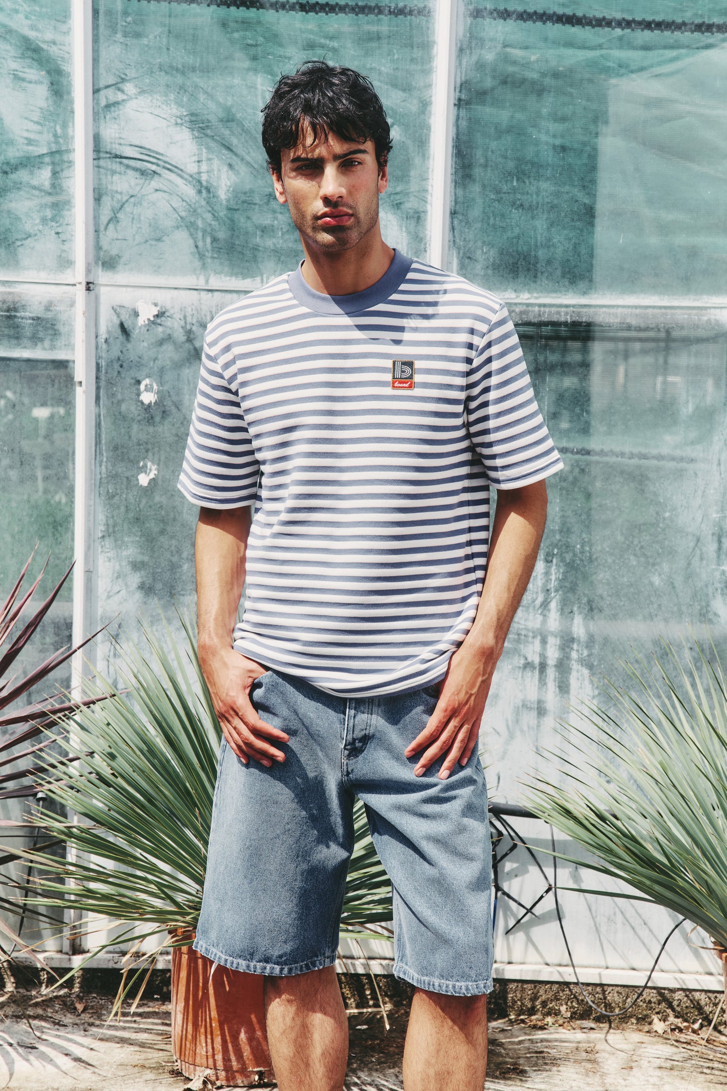 STRIPE RETRO PATCH TEE - ARCTIC