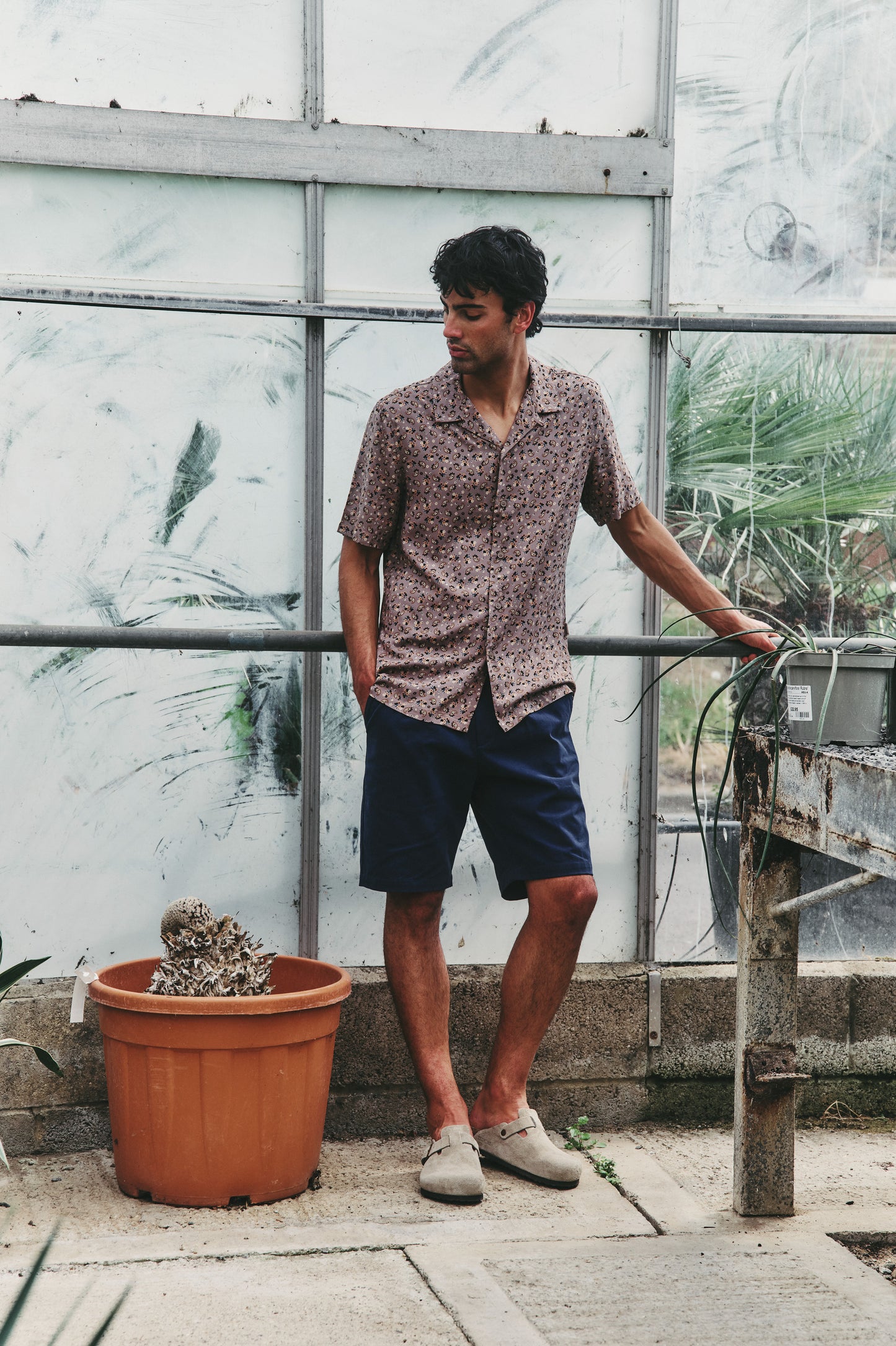 PAISLEY RAYON SHIRT - MUSHROOM