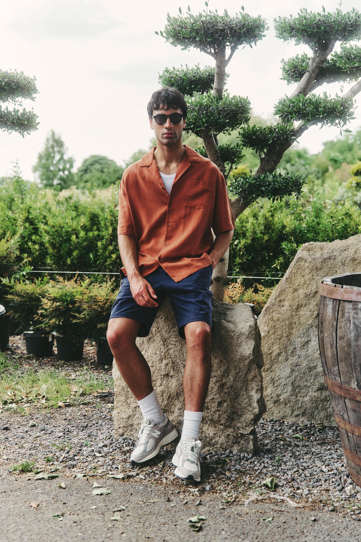 VINTAGE CUPRO CUBAN SHIRT - BURNT ORANGE