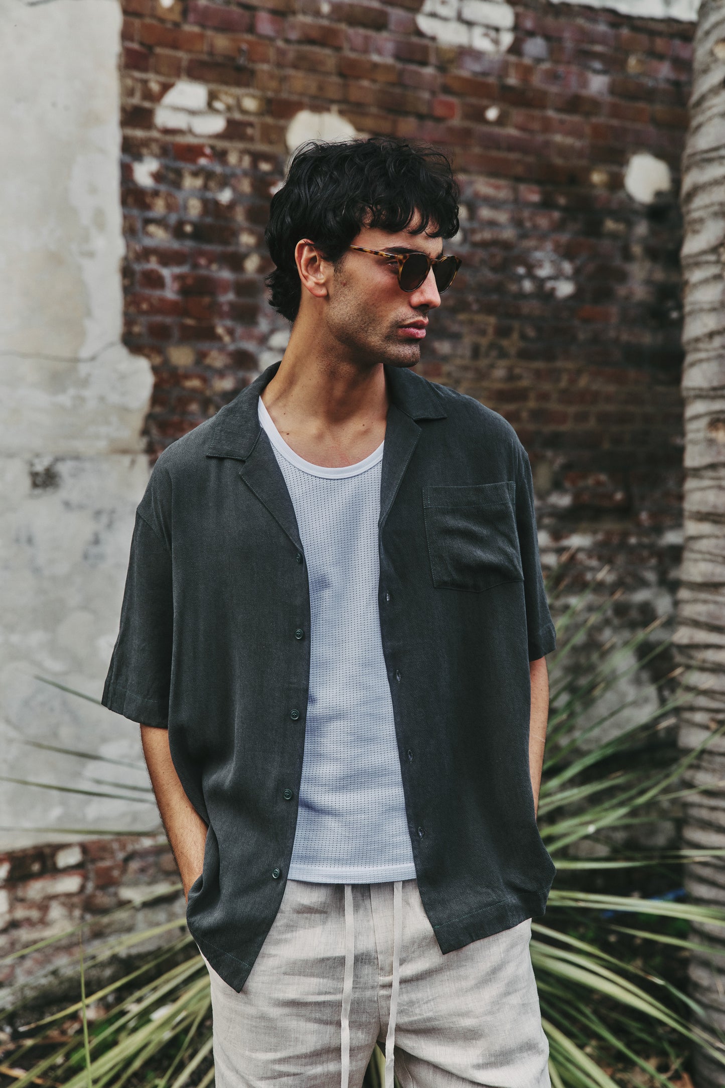 VINTAGE CUPRO CUBAN SHIRT - FOREST