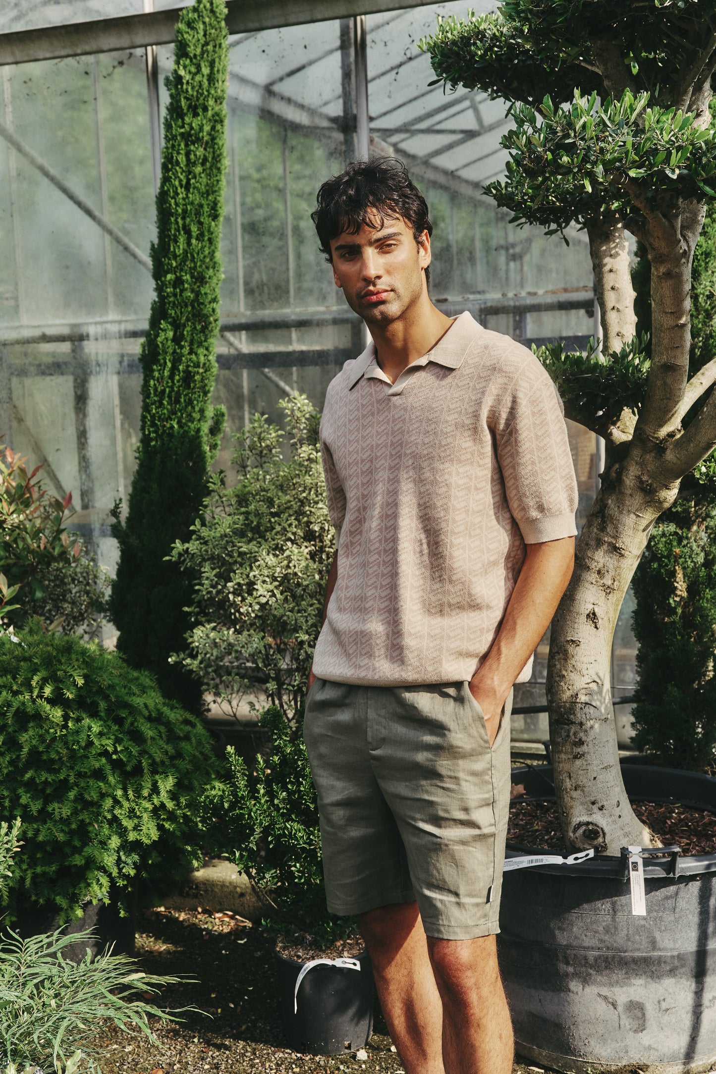 ALFAMA LINEN SHORTS - OLIVE