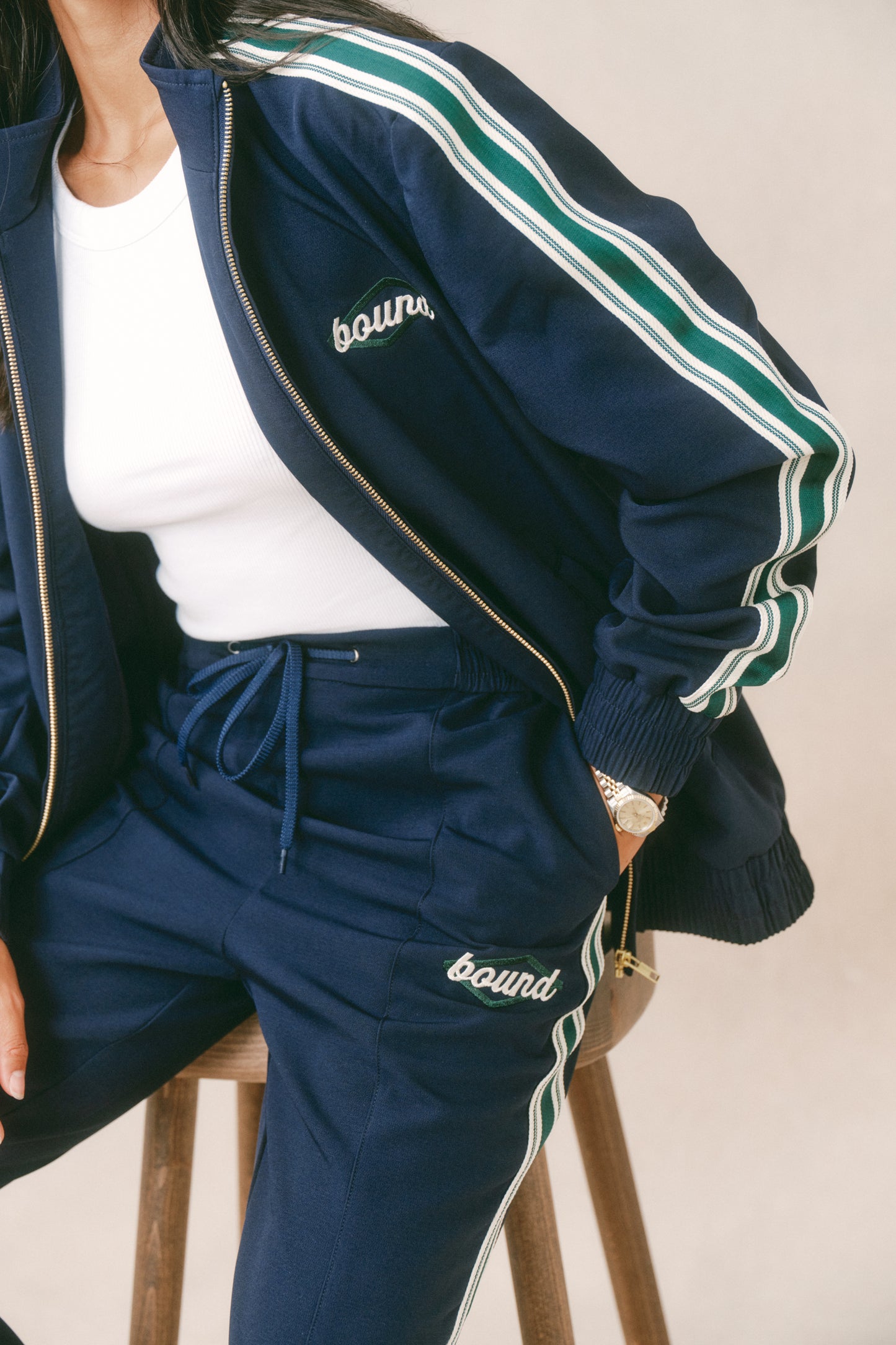 PAULIE NAVY STRIPE TRACK JACKET