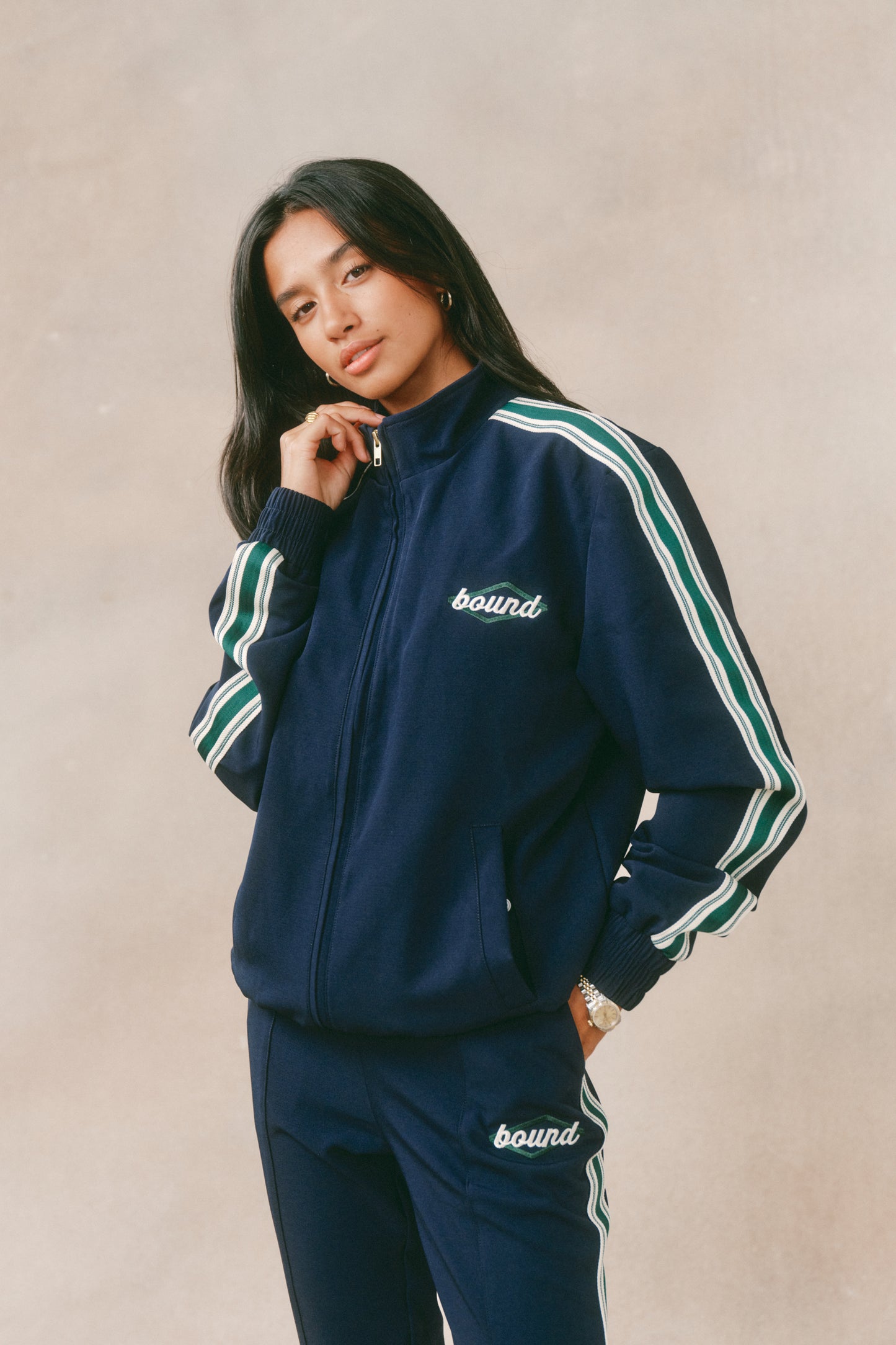 PAULIE NAVY STRIPE TRACK JACKET