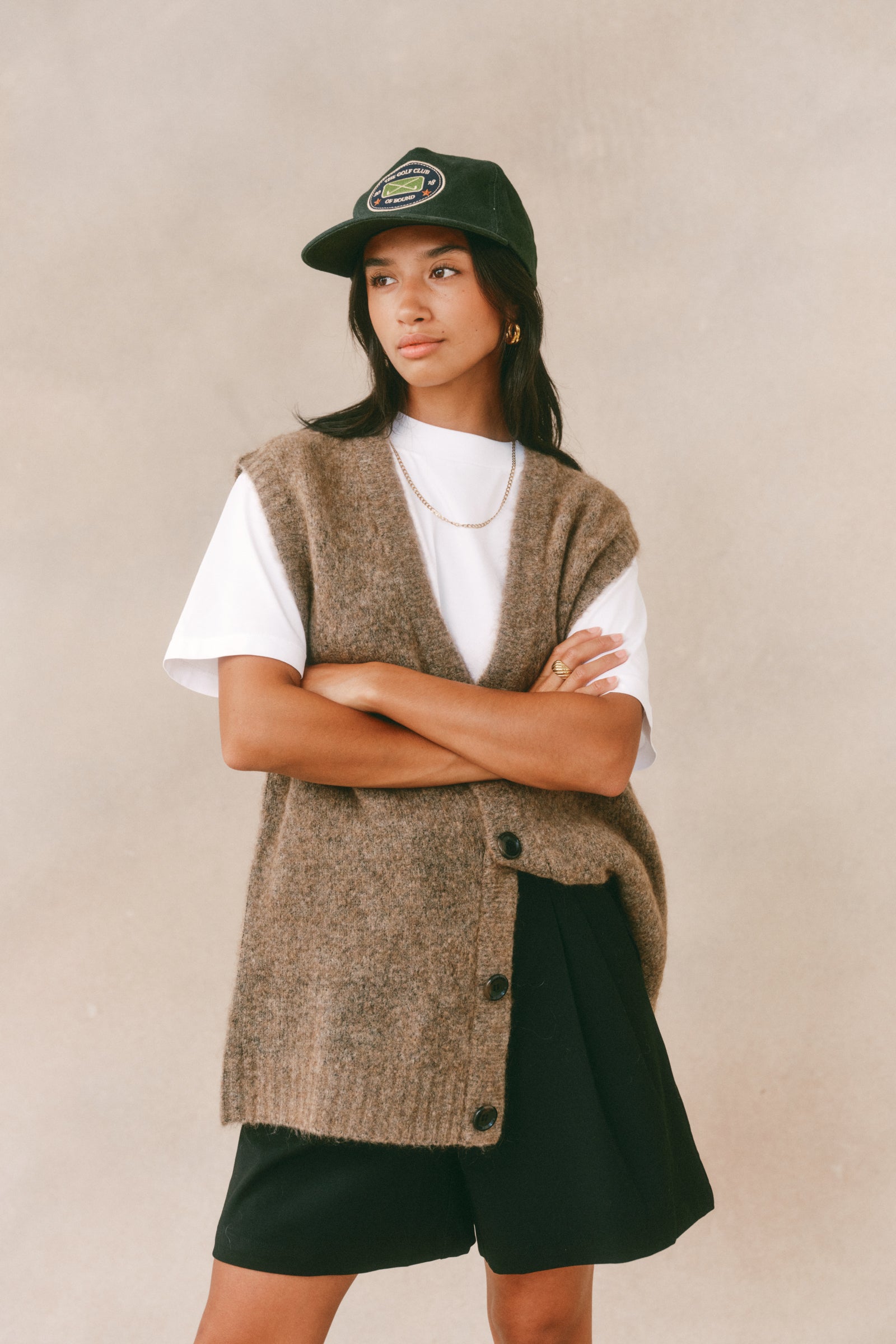 HUDSON MOHAIR CARDIGAN VEST - TAUPE BROWN – bound