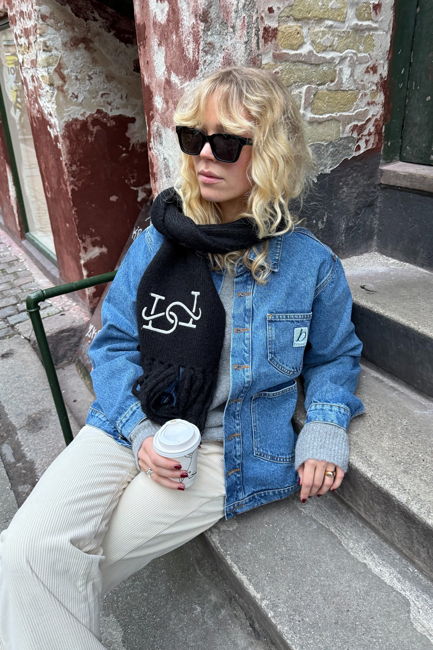 ALPACA LINK SCARF - BLACK