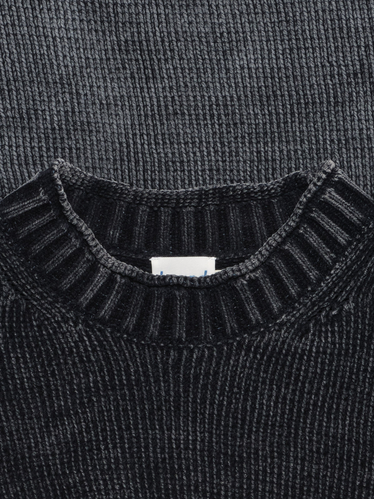 CHENILLE COTTON SPRAY WASH KNIT JUMPER - BLACK