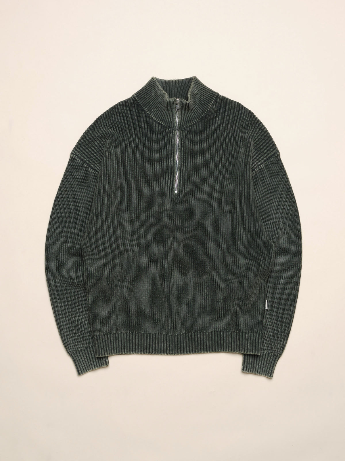 GREEN ACID WASH FUNNEL NECK HALF ZIP