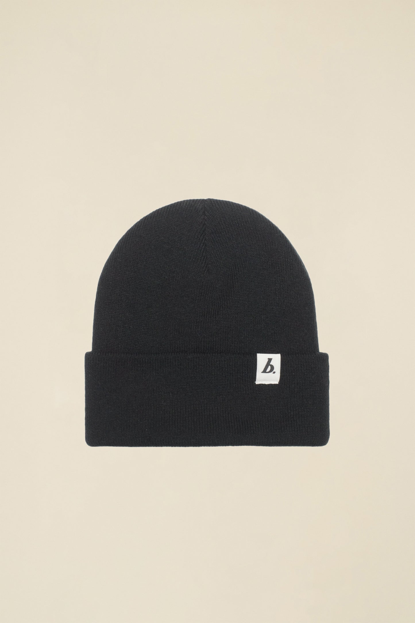 STAMP CUFFED LABEL BEANIE - BLACK